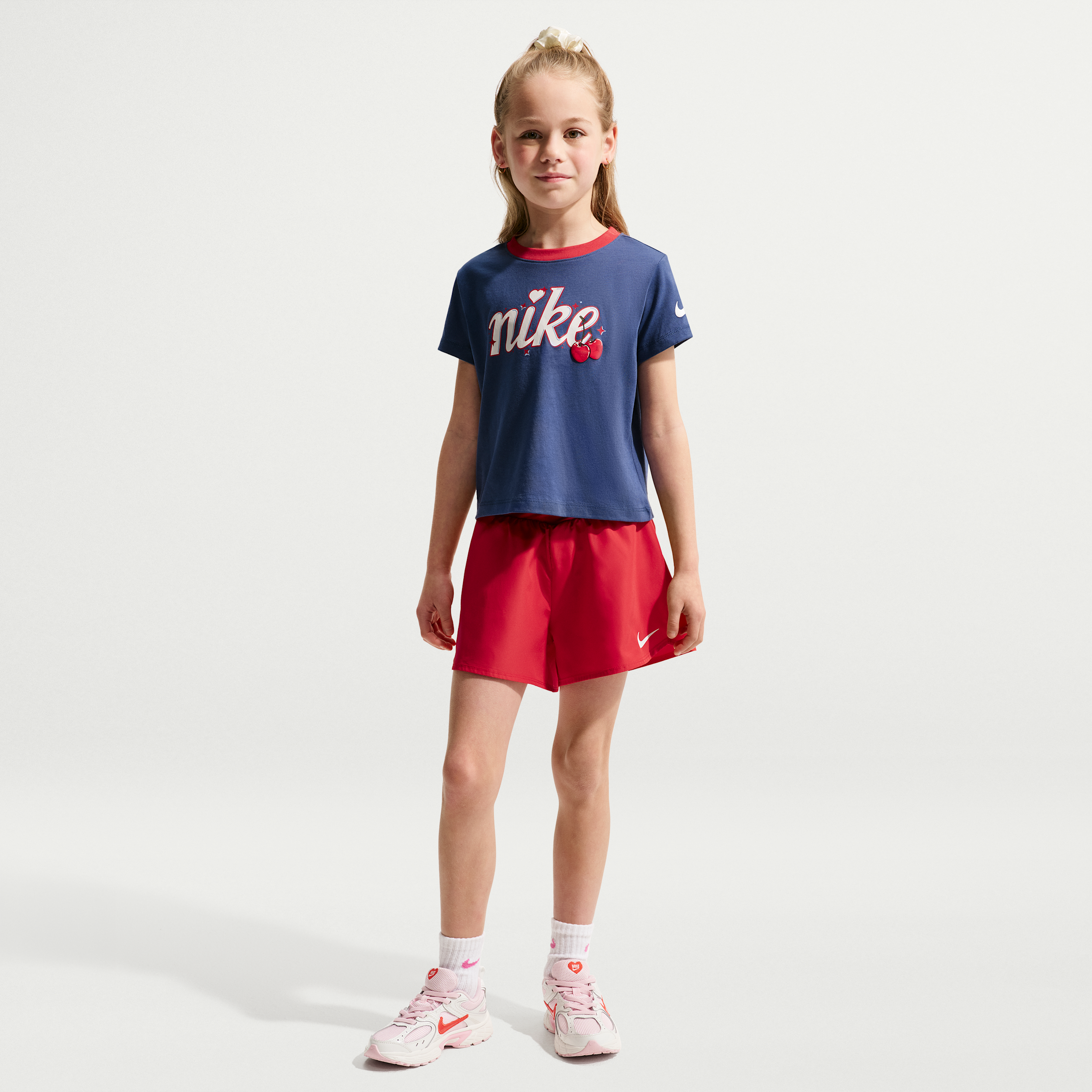 Nike Little Kids' Dri-FIT T-Shirt and Crossover Shorts Set in Red | 36N962-U10