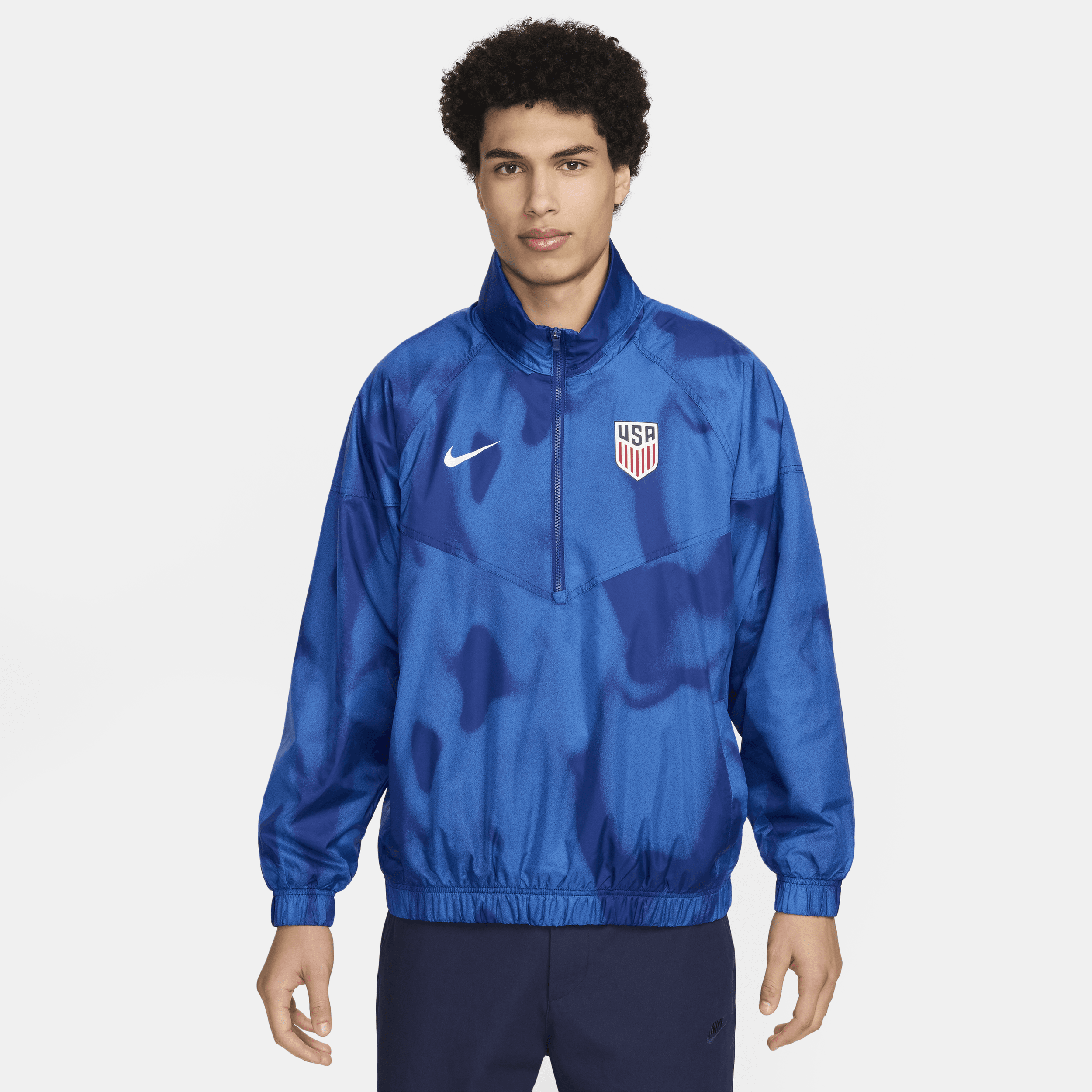 Shop Nike Usmnt Windrunner  Men's Soccer Anorak Jacket In Blue