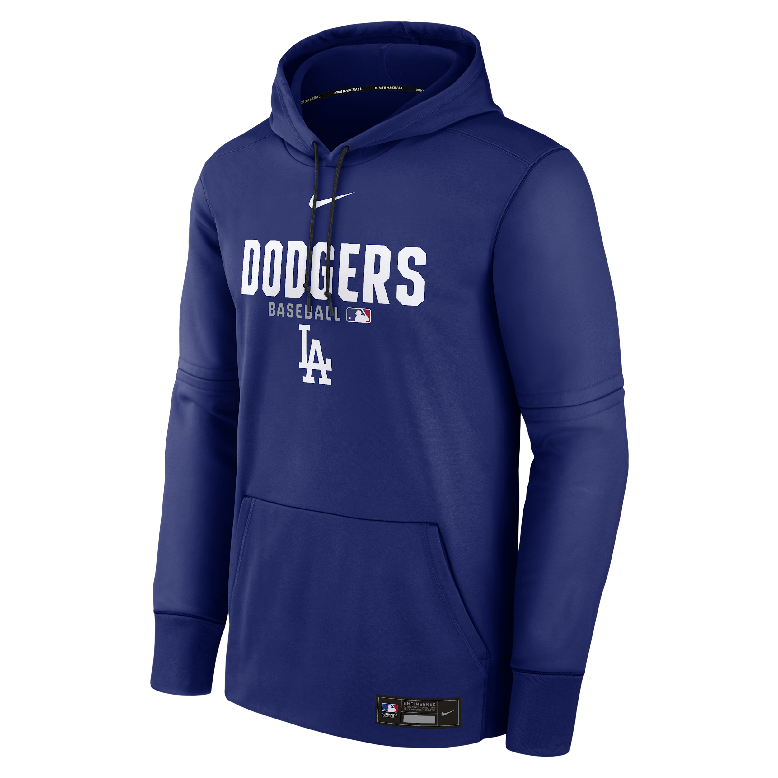 Men's Los Angeles Dodgers Authentic Collection Nike Therma MLB Pullover Hoodie in Blue | NAC30C6ZLD-RMG