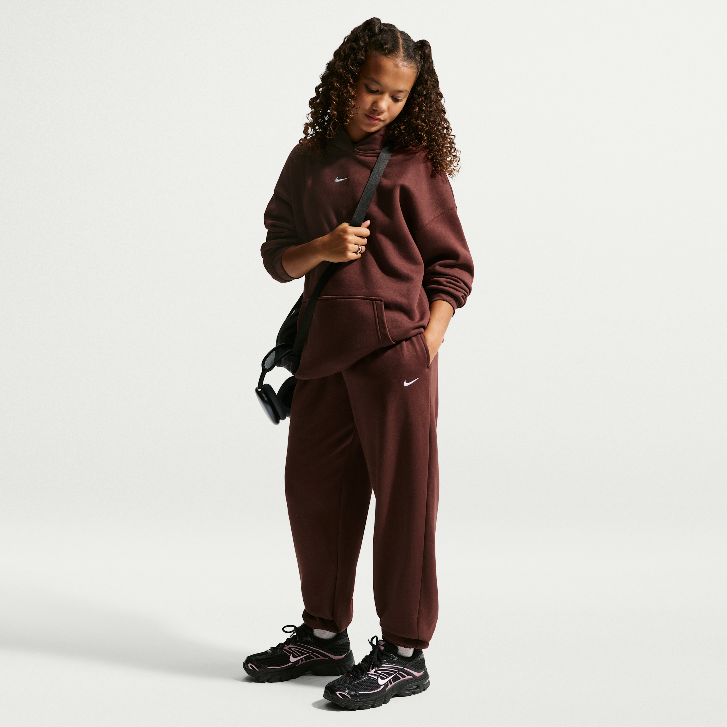 Women's Nike Sportswear Studio Fleece Girls' Loose Pants in Purple | IM4905-658