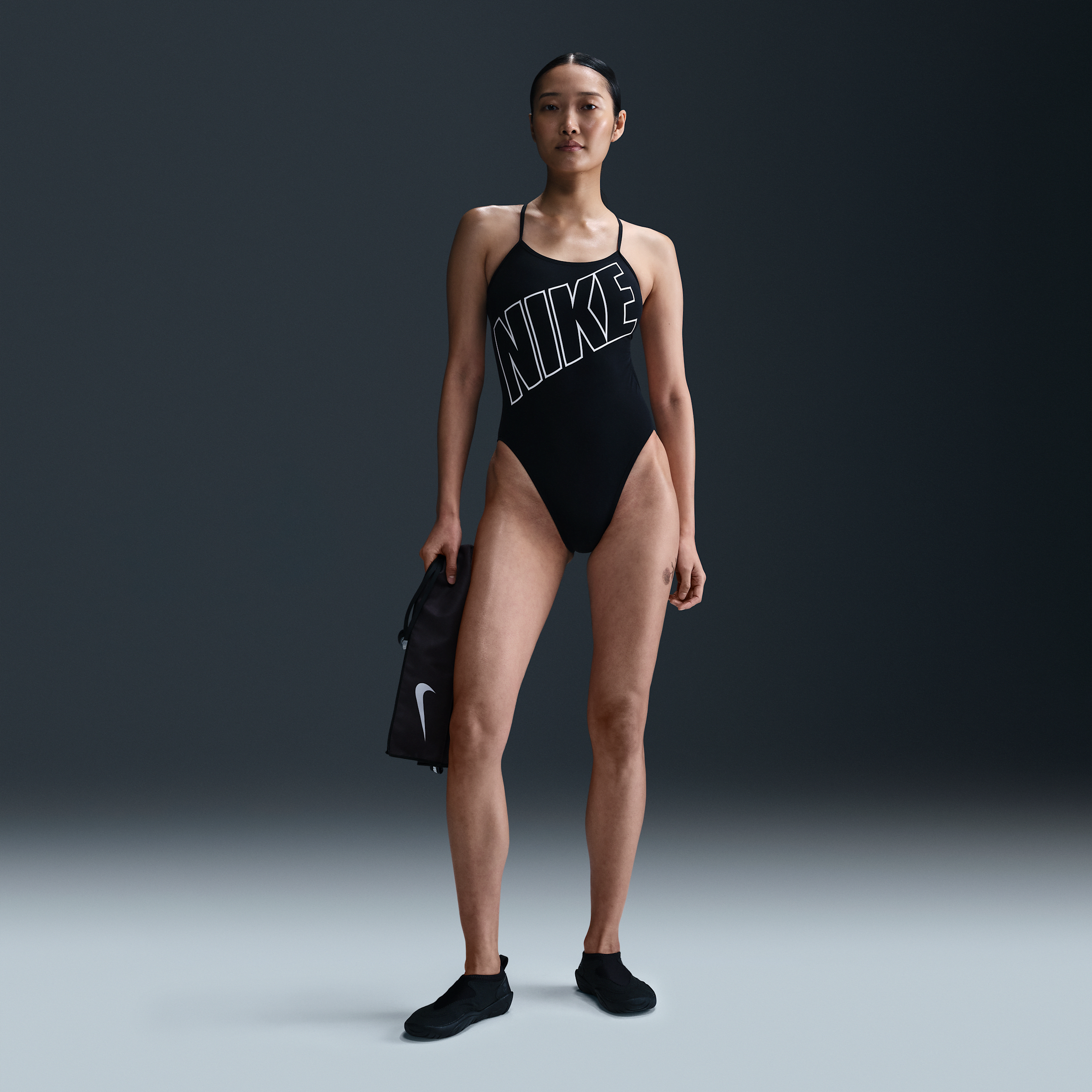 Nike Women's Swim Hydrastrong Adjustable Crossback One-piece In Black