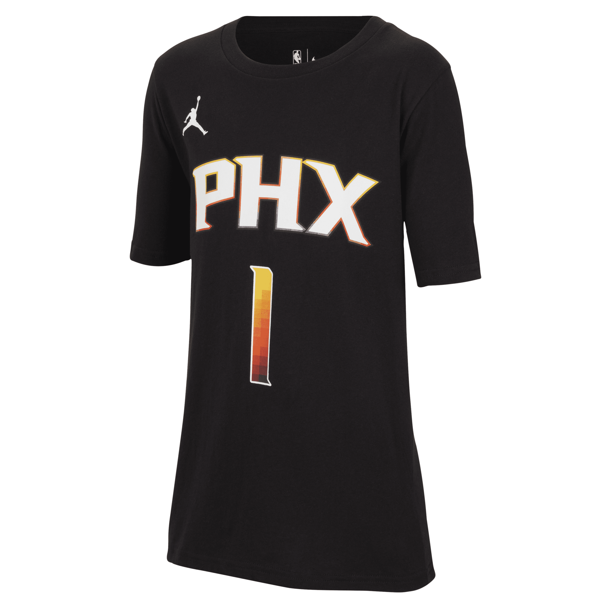 Nike Devin Booker Phoenix Suns Statement Edition Big Kids' (boys') Jordan Nba T-shirt In Black