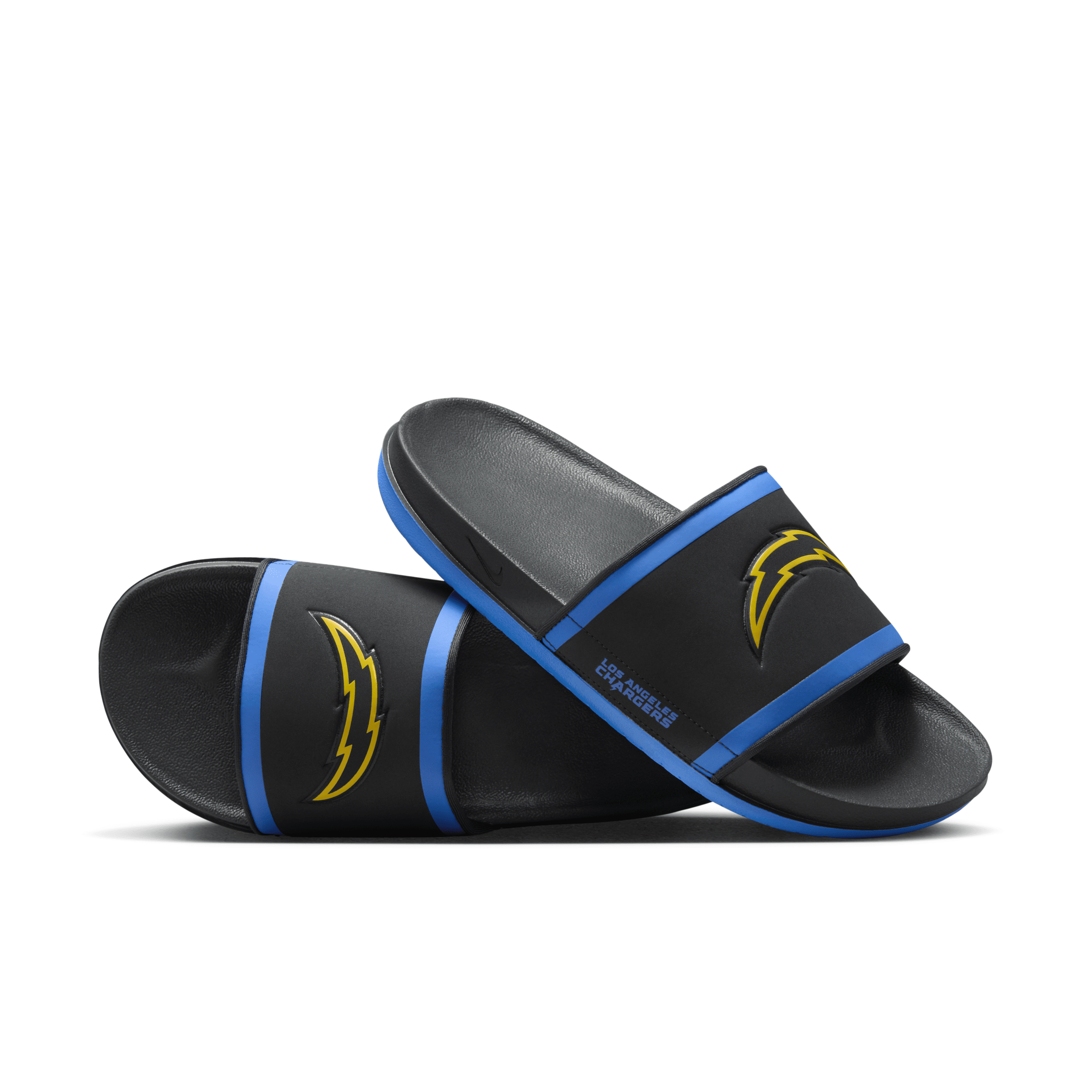 Shop Nike Men's Offcourt (nfl Los Angeles Chargers) Slides In Grey