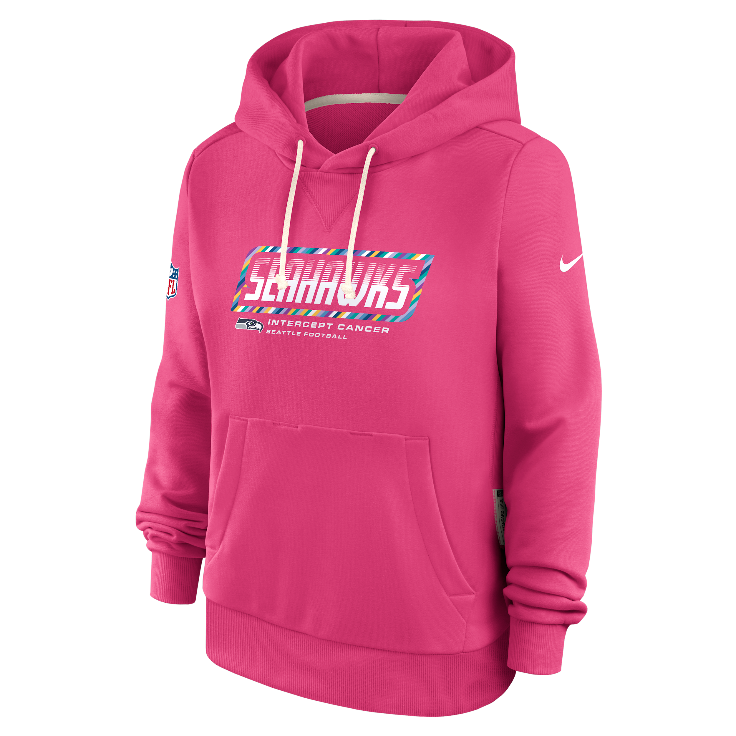 Seattle Seahawks Crucial Catch Standard Issue Nike Women's Dri-FIT NFL Pullover Hoodie in Pink | 03C368XZUU-F9R