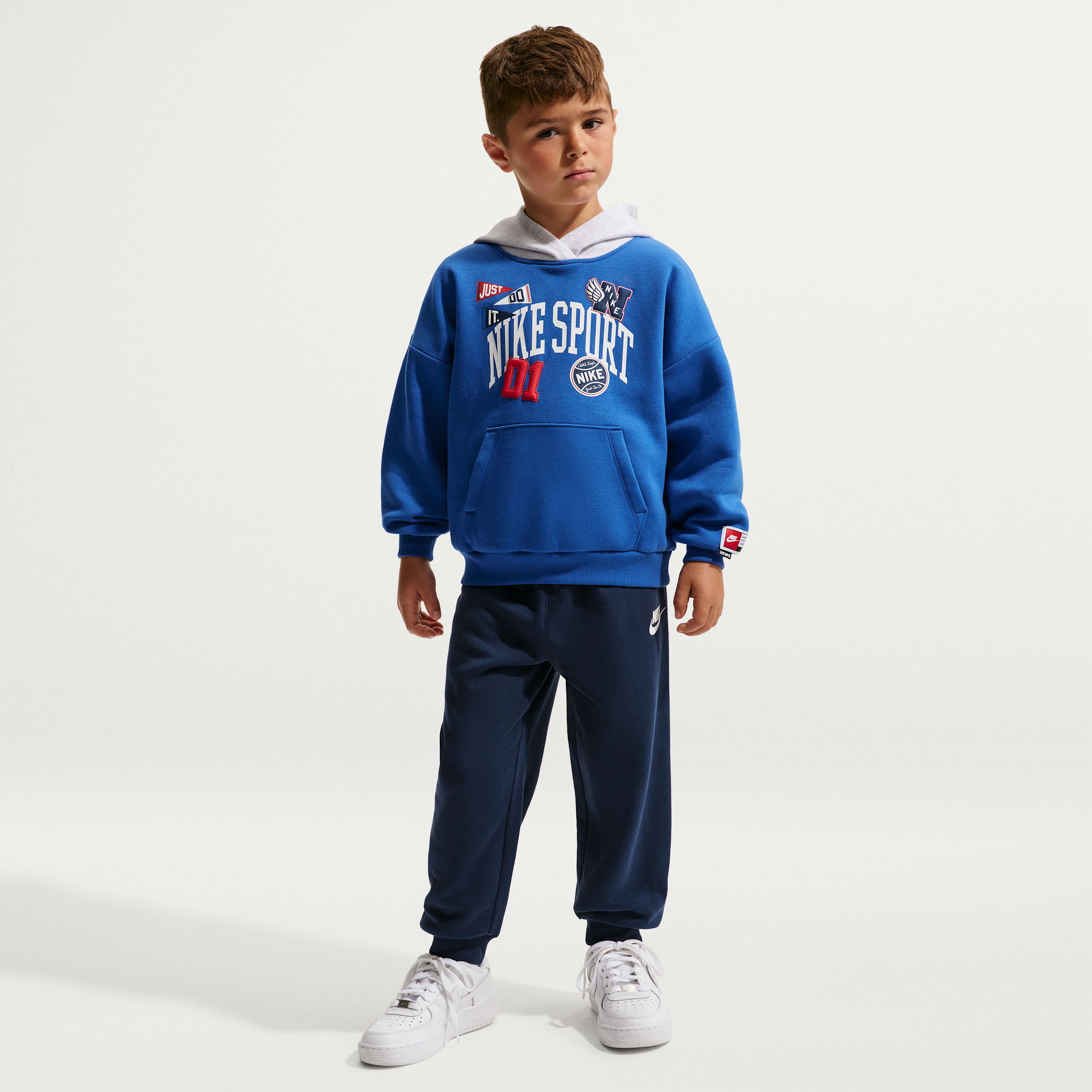 Nike Sportswear Little Kids' Multisport 2-Piece Pullover Hoodie Set in Blue | 86P267-U90