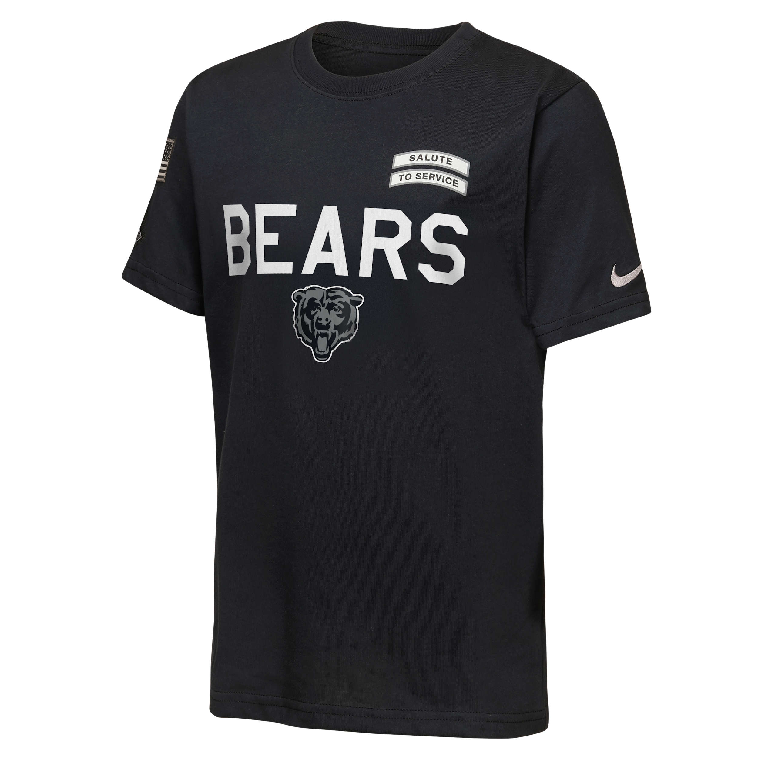 Chicago Bears Salute to Service Sideline Big Kids' Nike Dri-FIT NFL T-Shirt in Black | Z1B7NFQ7BRS-NAW