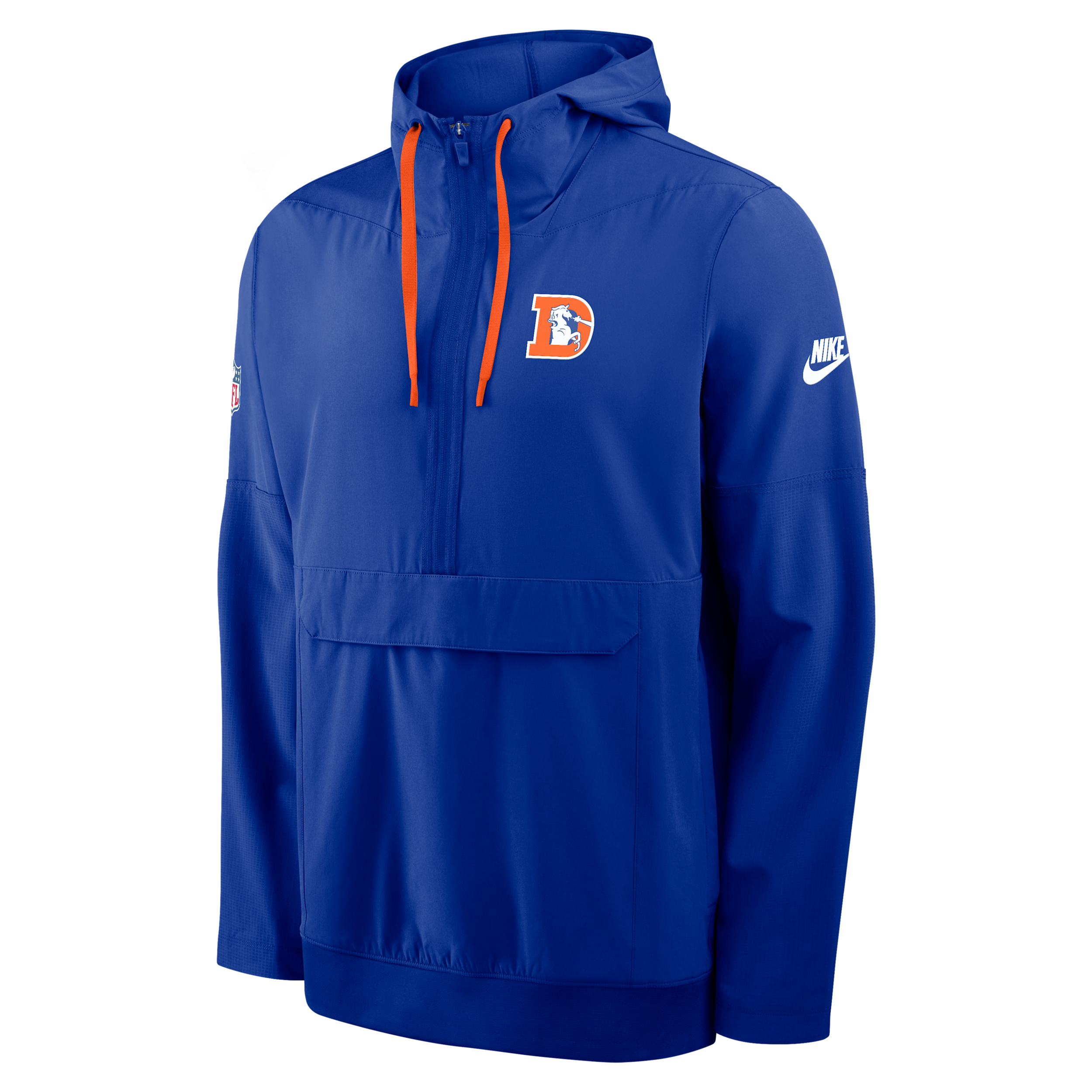Men's Nike Royal Denver Broncos Sideline Broken Rules Alternate Anorak Half-Zip Hooded Jacket