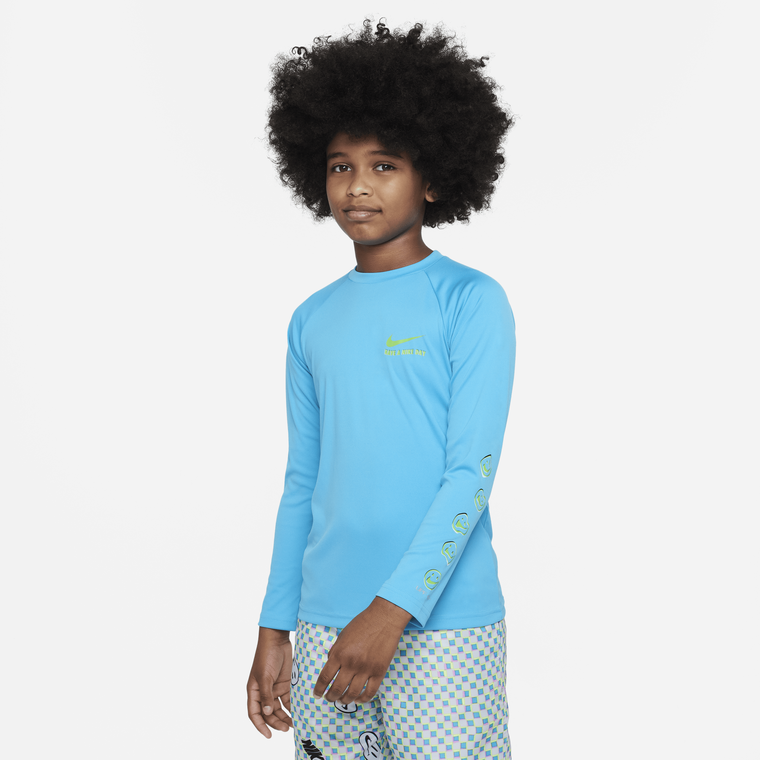 Nike Dri-fit Big Kids' (boys') Long-sleeve Swim Hydroguard In Blue