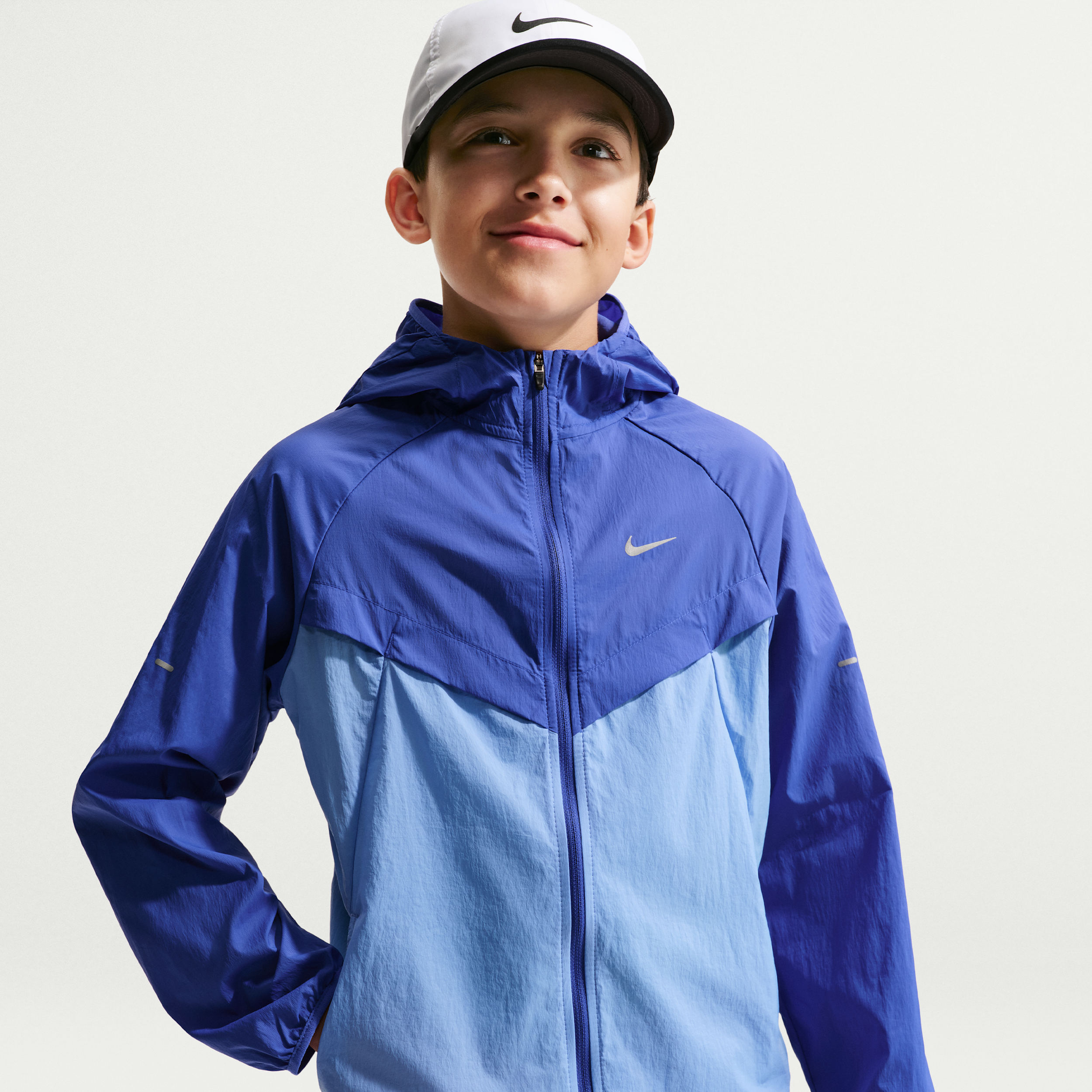 Nike Kids' Repel Stride Jacket, Large, Royal Pulse/Reflectv Silv