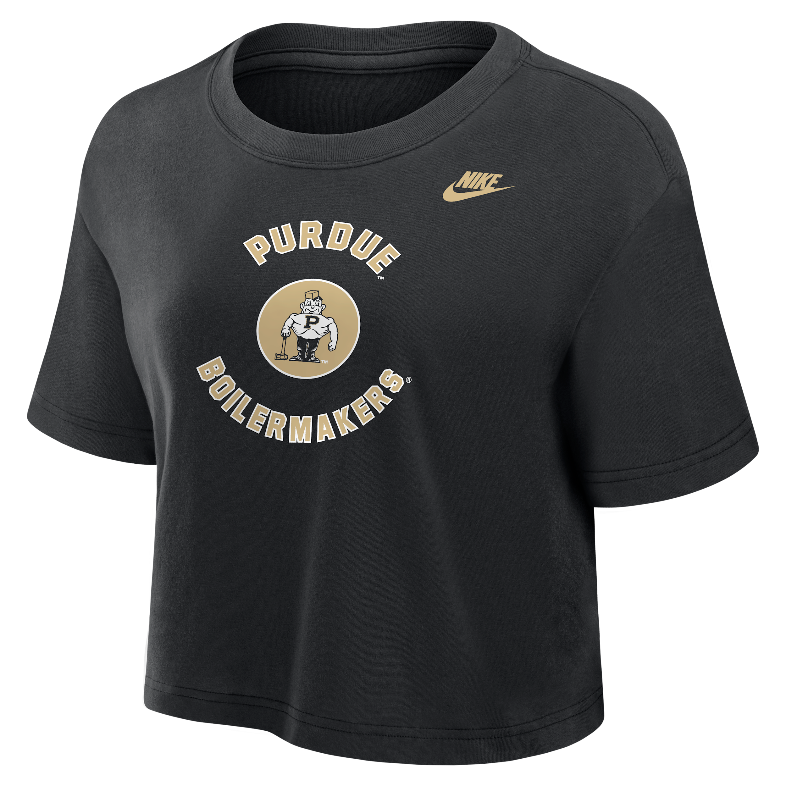 Purdue Boilermakers Nike Women's Dri-FIT Cropped T-Shirt in Black | W11840P404PURU-BLK