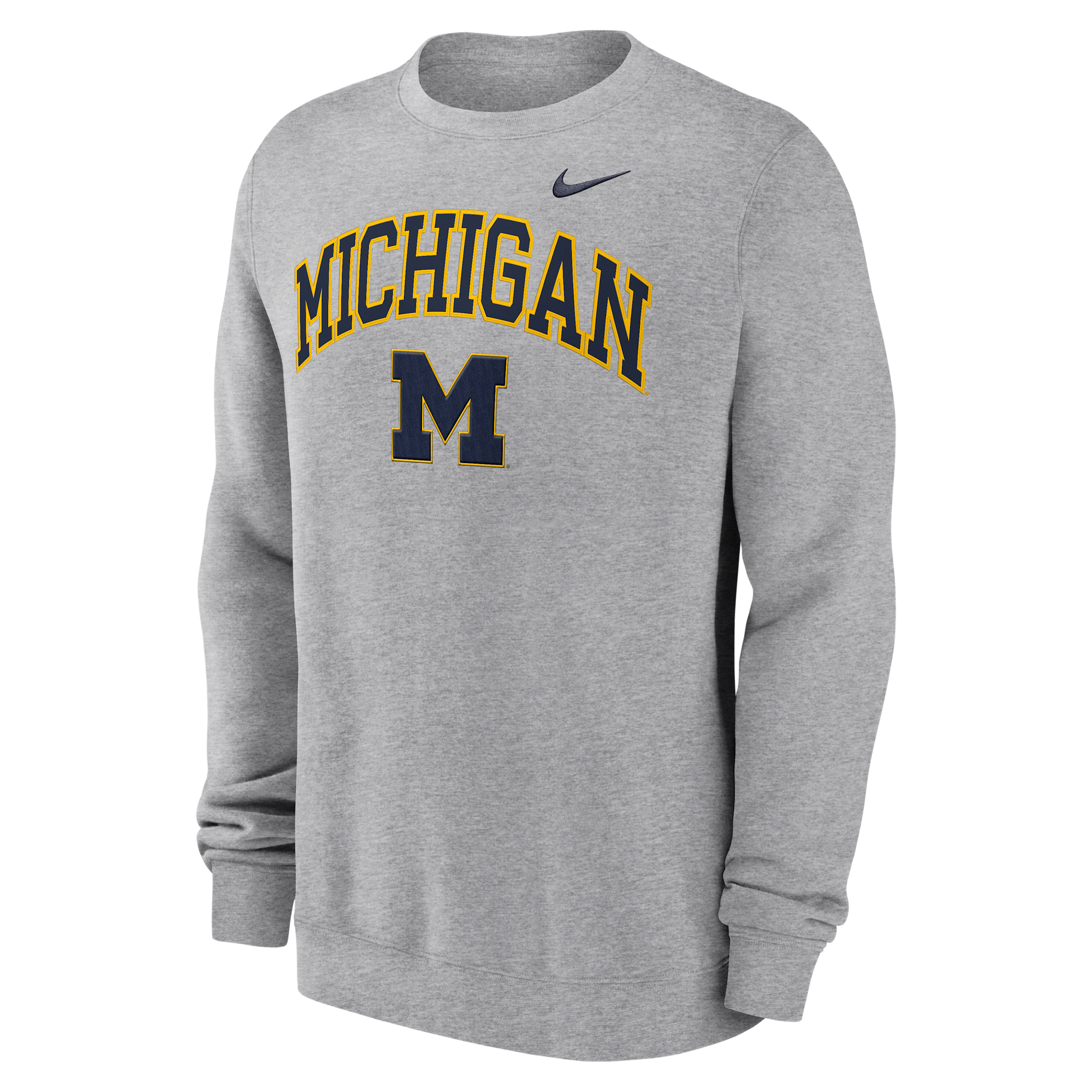 Michigan Arch Nike Men's College Pullover Crew in Grey | NKPU06GMWN-Y48