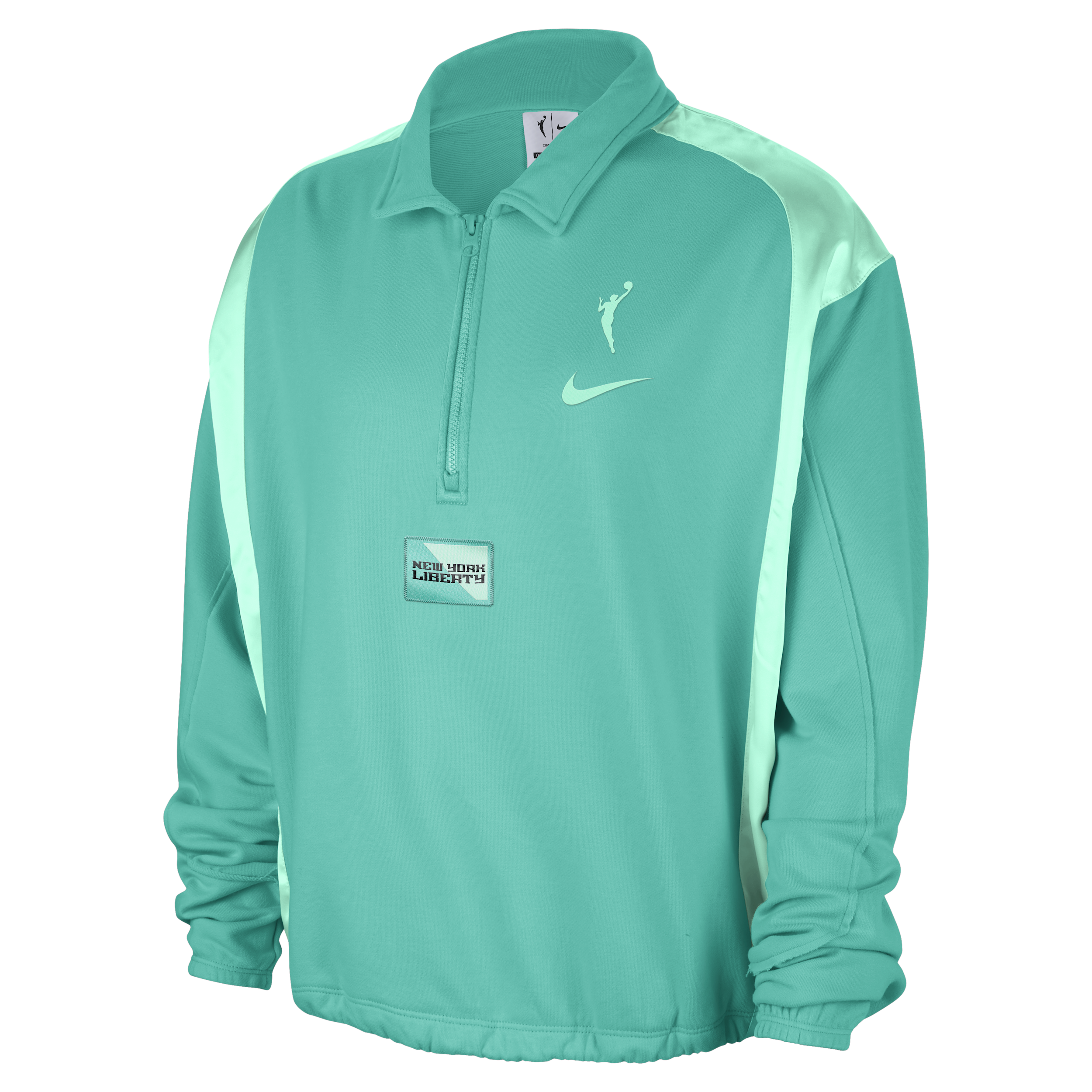 Nike Women's Mint New York Liberty Basketball Fleece Quarter-zip Performance Pullover In Green