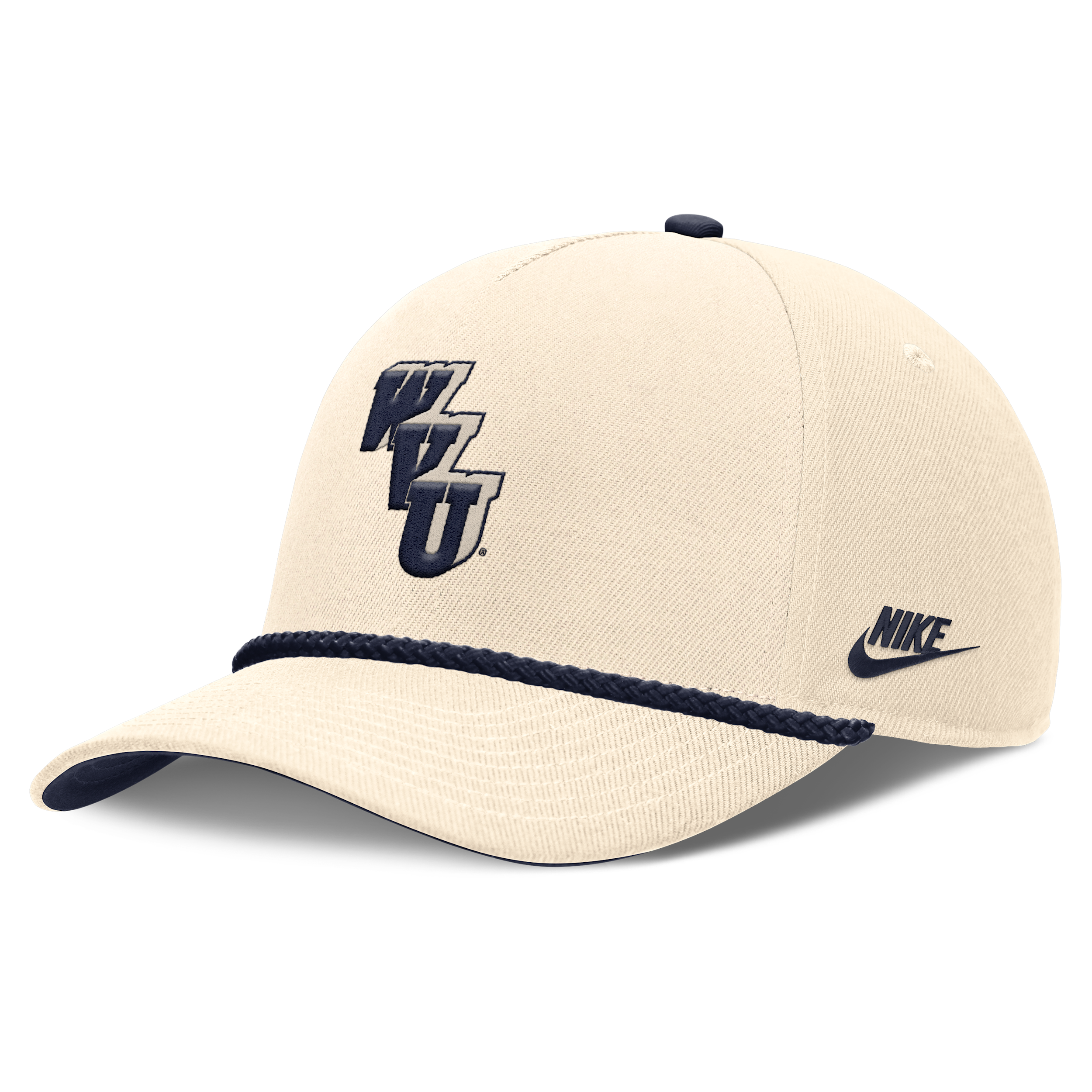 Men's and Women's Nike Natural West Virginia Mountaineers Legacy Vintage Rope Rise Adjustable Hat - Natural, Navy