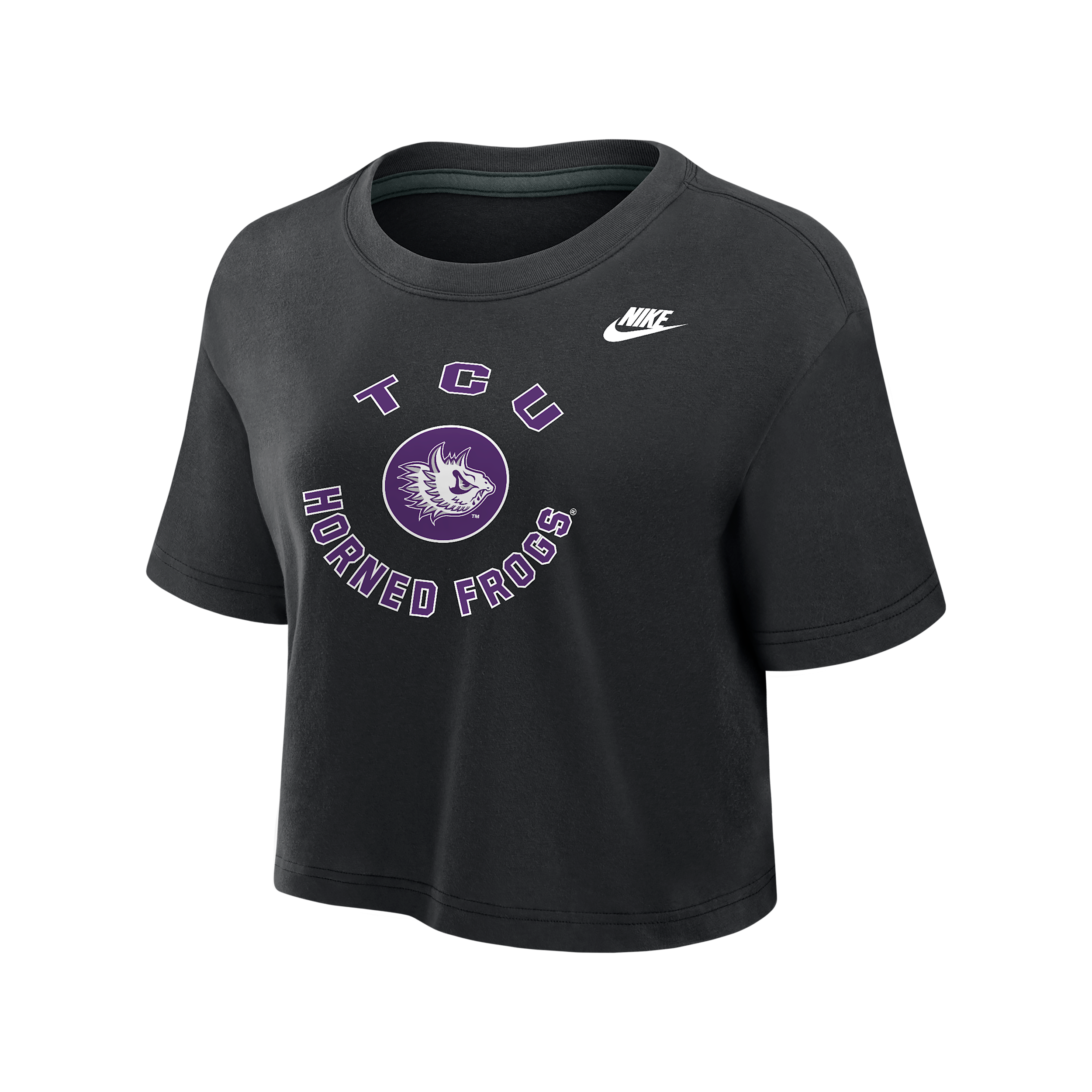 TCU Horned Frogs Nike Women's Dri-FIT Cropped T-Shirt in Black | W11840P404TCUN-BLK