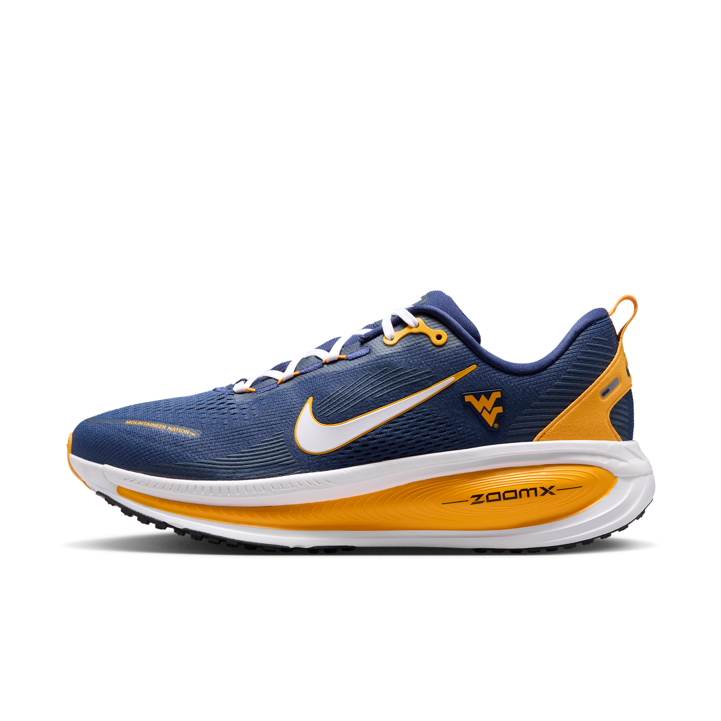 Nike Men's College Vomero 18 (West Virginia) Road Running Shoes in Blue | IQ6898-400