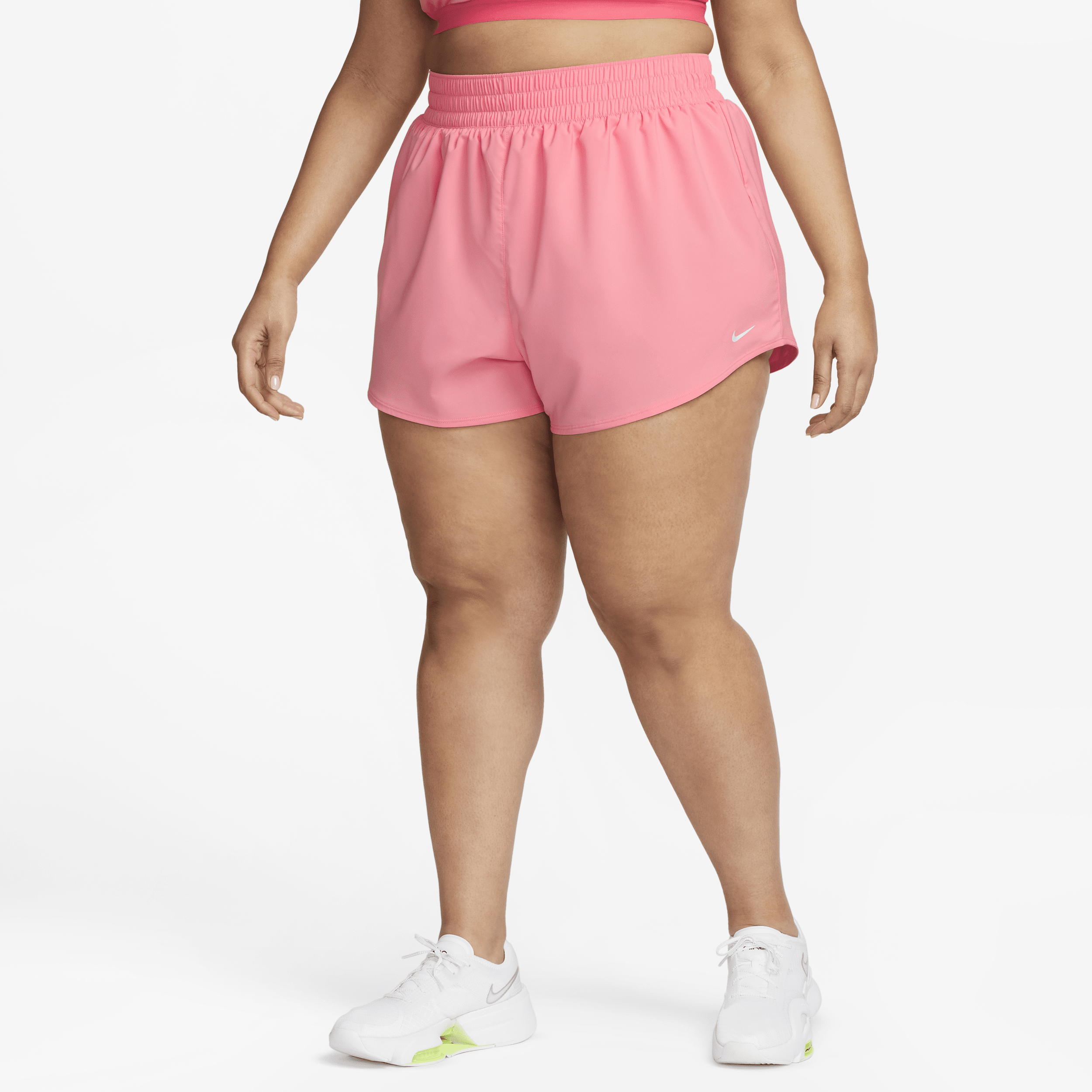 Nike Women's Dri-fit One High-waisted 3" Brief-lined Shorts (plus Size) In Pink