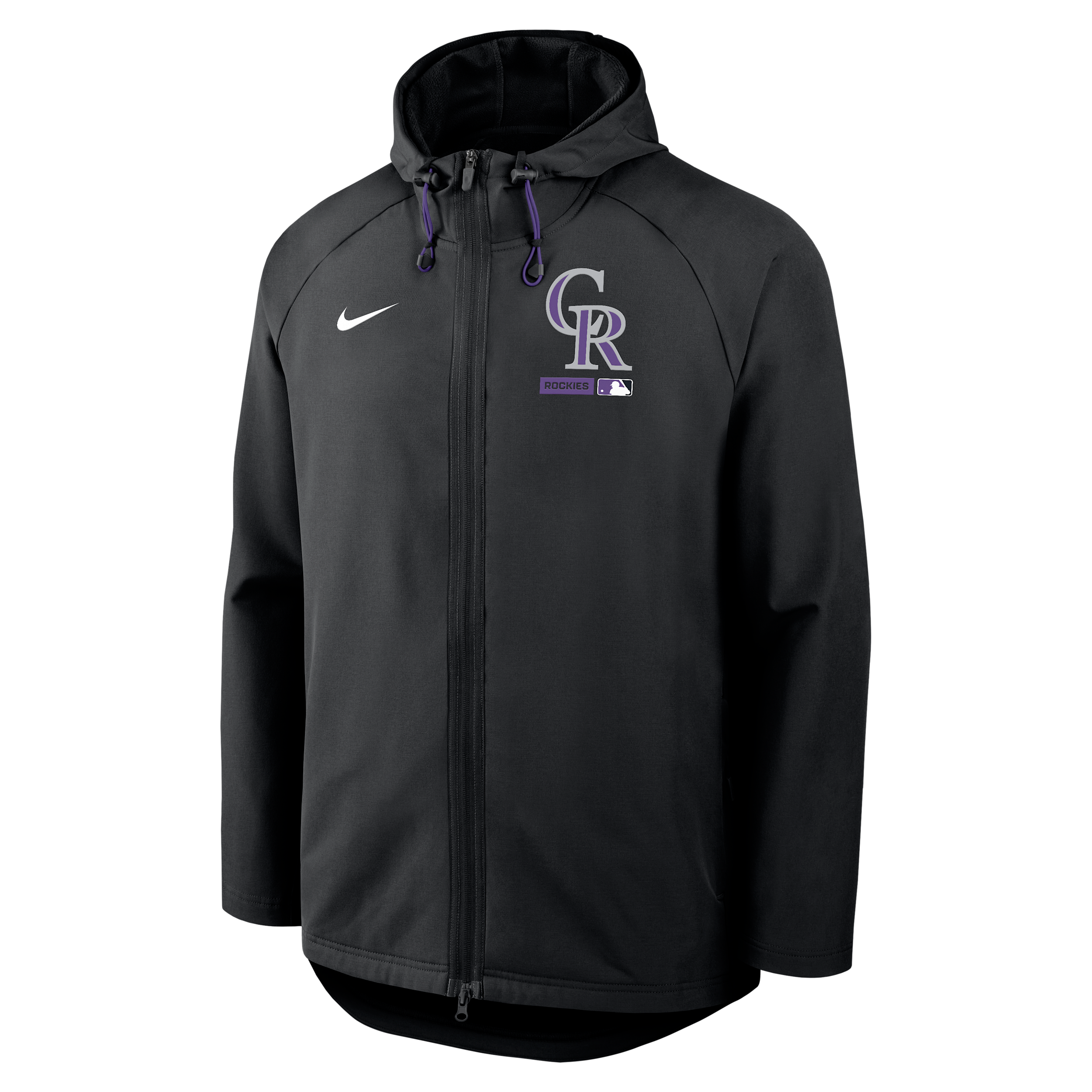 Colorado Rockies Authentic Collection Nike Men's Therma-FIT MLB Full-Zip Hooded Jacket in Black | 04HC091NDNV-FHP
