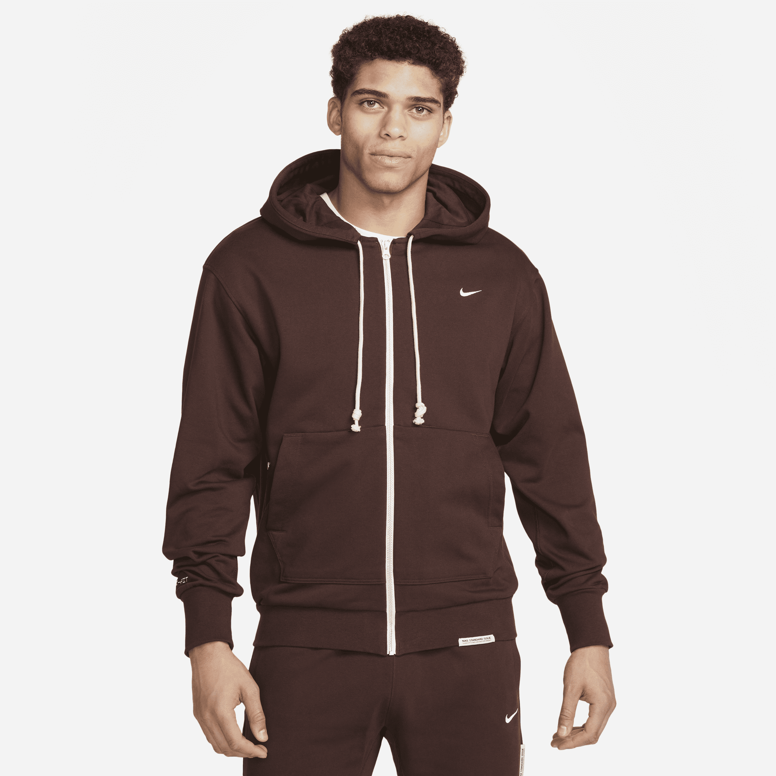 Nike Men's Standard Issue Dri-fit Full-zip Basketball Hoodie In Brown