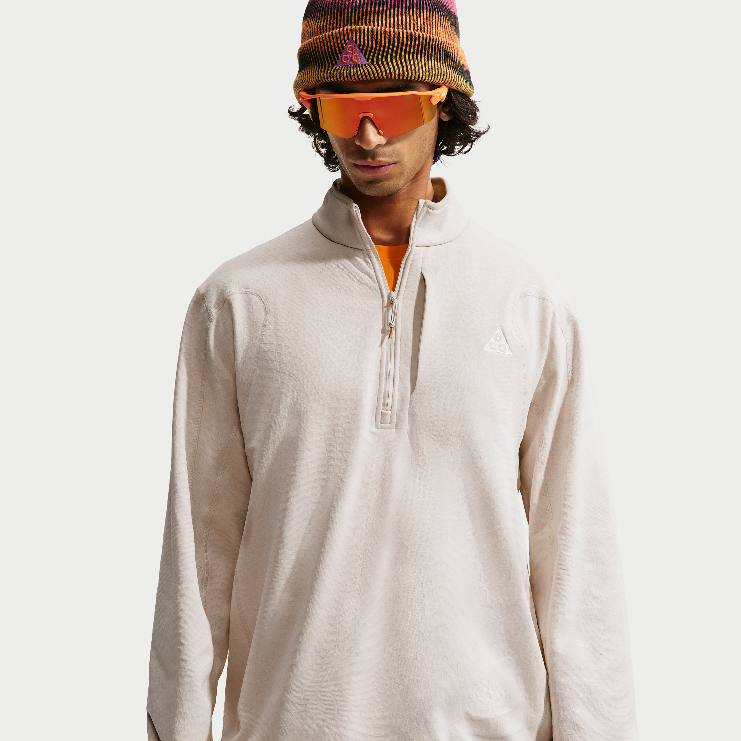 Men's Nike ACG Wolf Grid Therma-FIT 1/2-Zip Hiking Top in Brown | IM4233-104