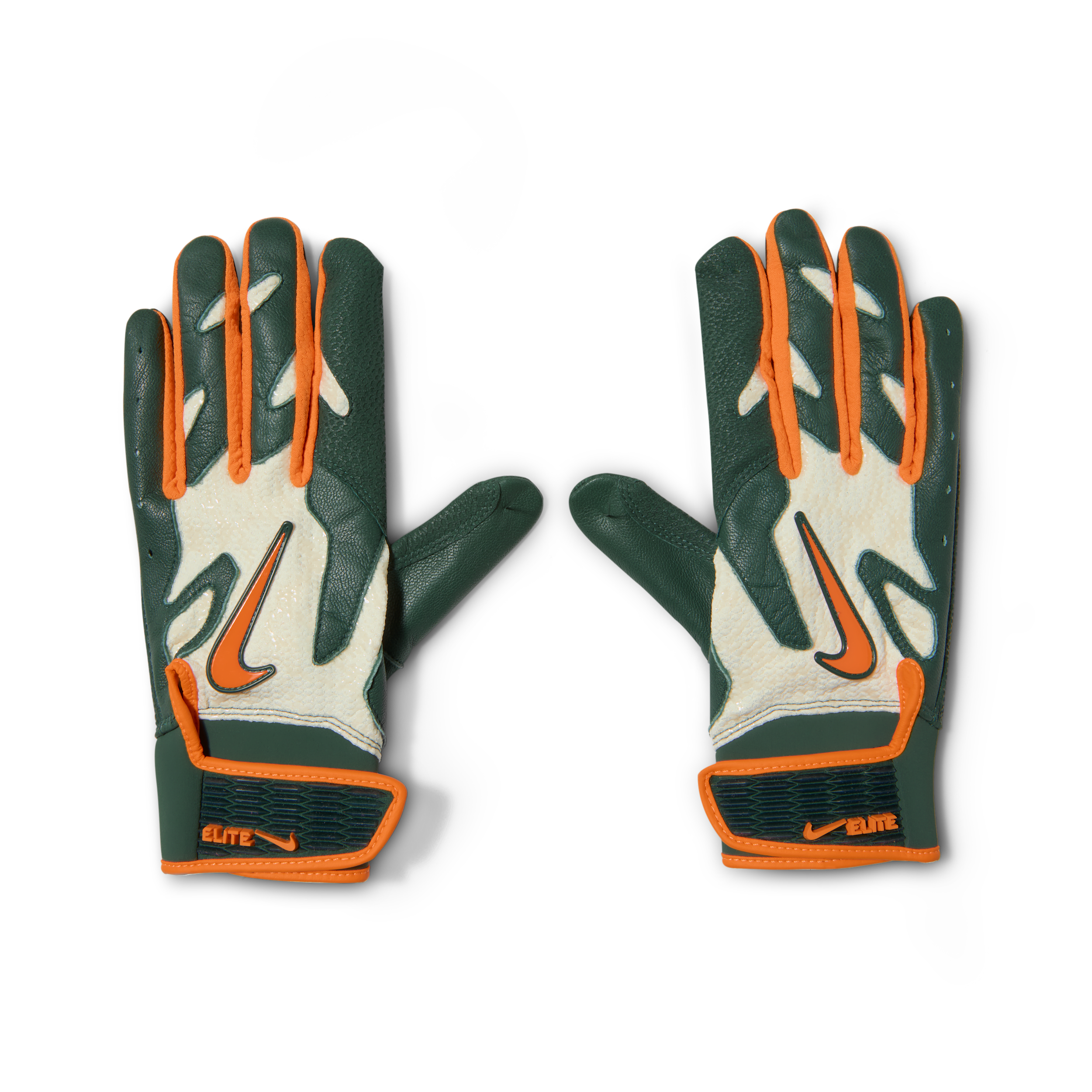 Nike Adult Alpha Elite 2.0 Batting Gloves, Men's, Large, White/Green/Orange/Orange