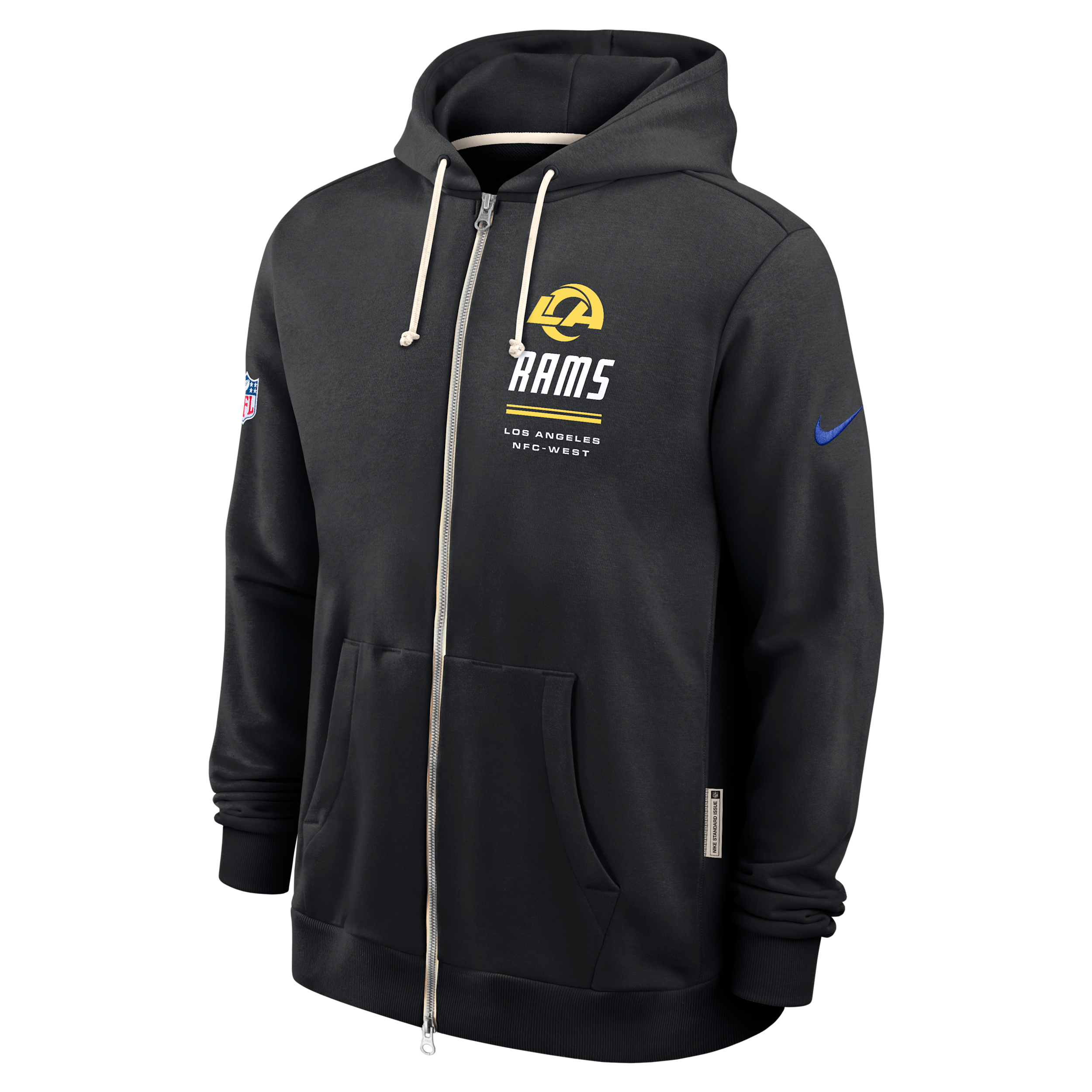 Los Angeles Rams Sideline Standard Issue Nike Men's Dri-FIT NFL Full-Zip Hoodie in Black | 03AV00A9X-JK9