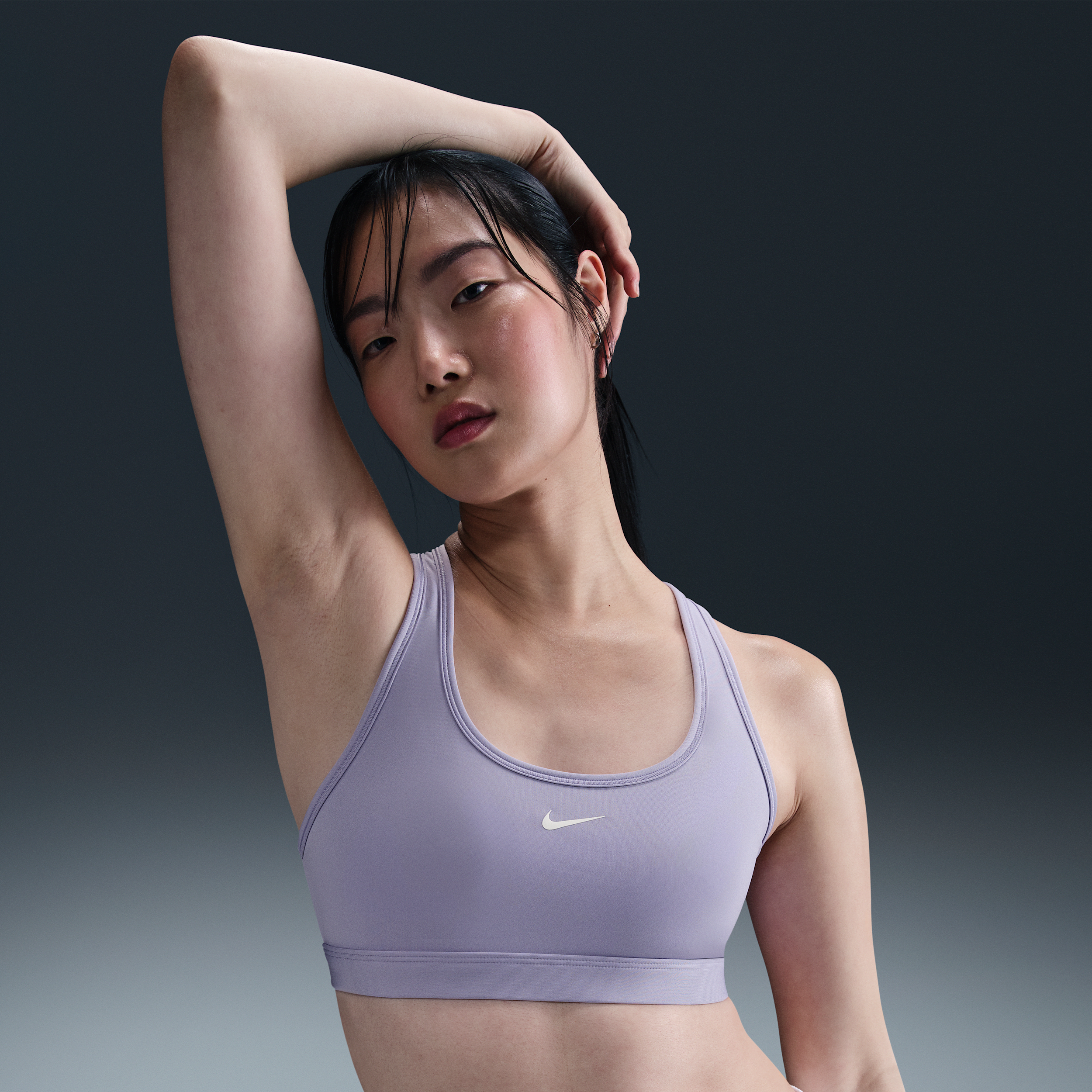 Shop Nike Women's Swoosh Light Support Non-padded Sports Bra In Purple