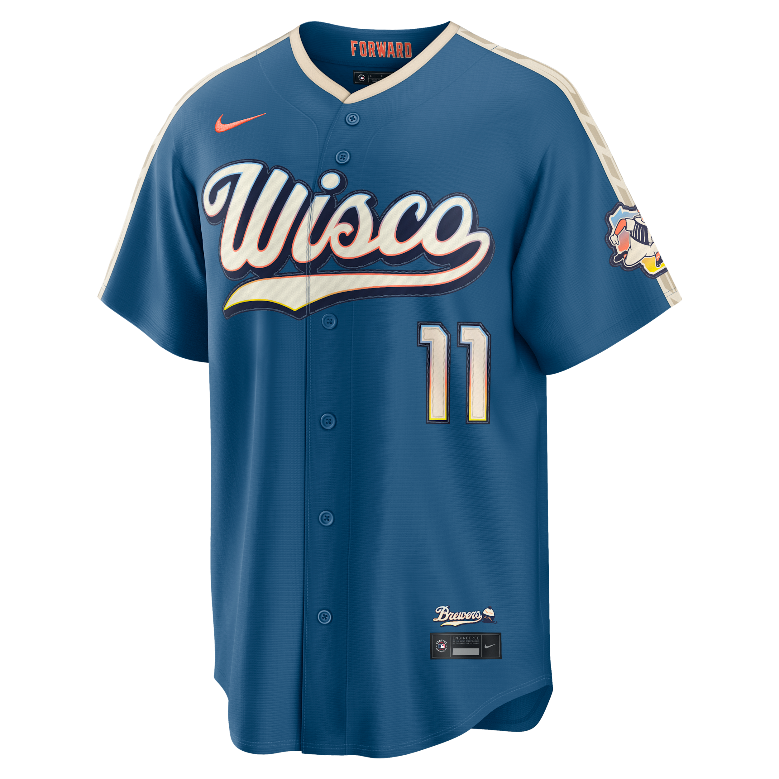 Nike Men's Jackson Chourio Mineral Blue Milwaukee Brewers 2026 City Connect Stadium Jersey - Mineral Blue