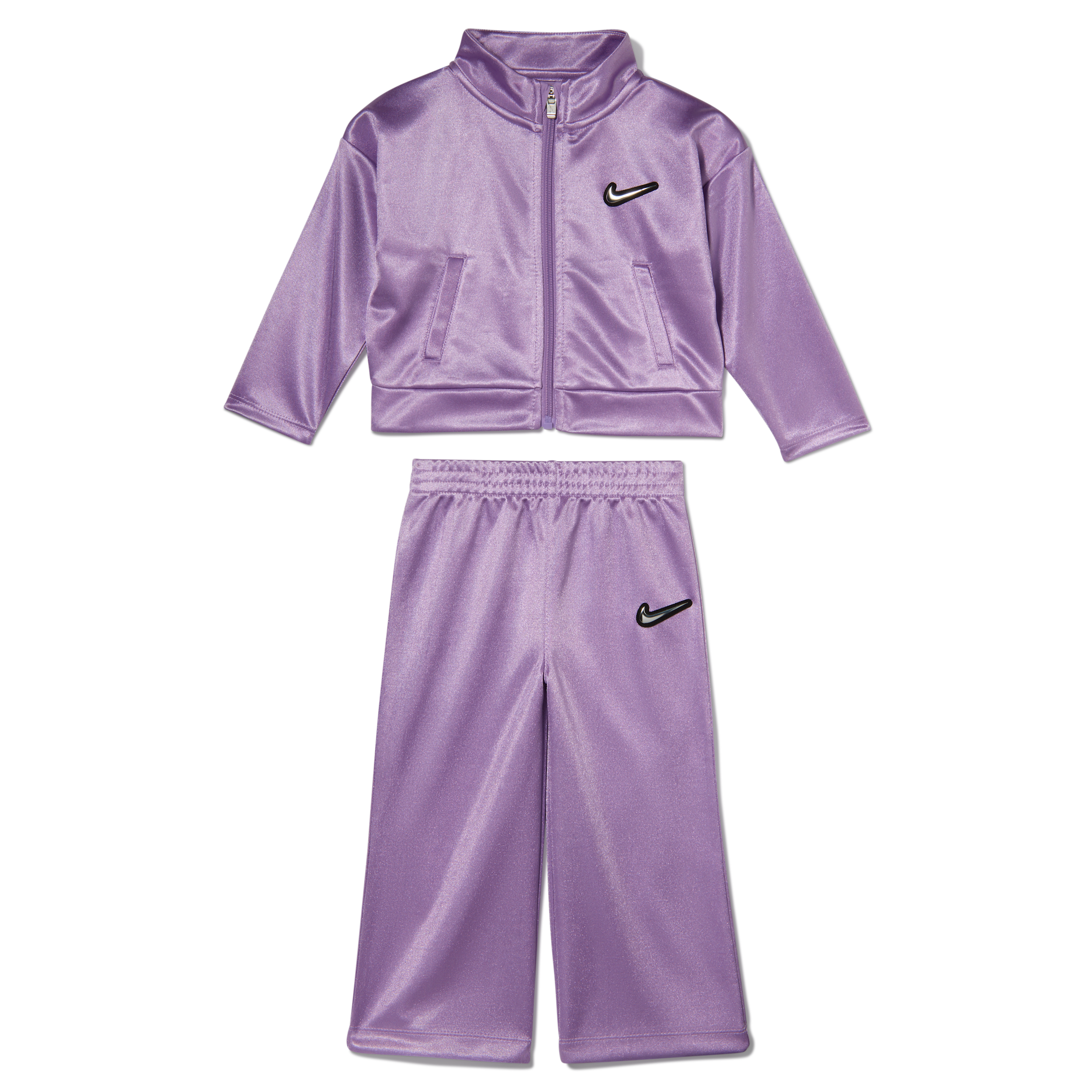 Nike Baby Girls' Swoosh Sparkle Long-Sleeve Zip-Closure Elastic-Waist Track Jacket and Pants, 2-Piece Set - Violet Star