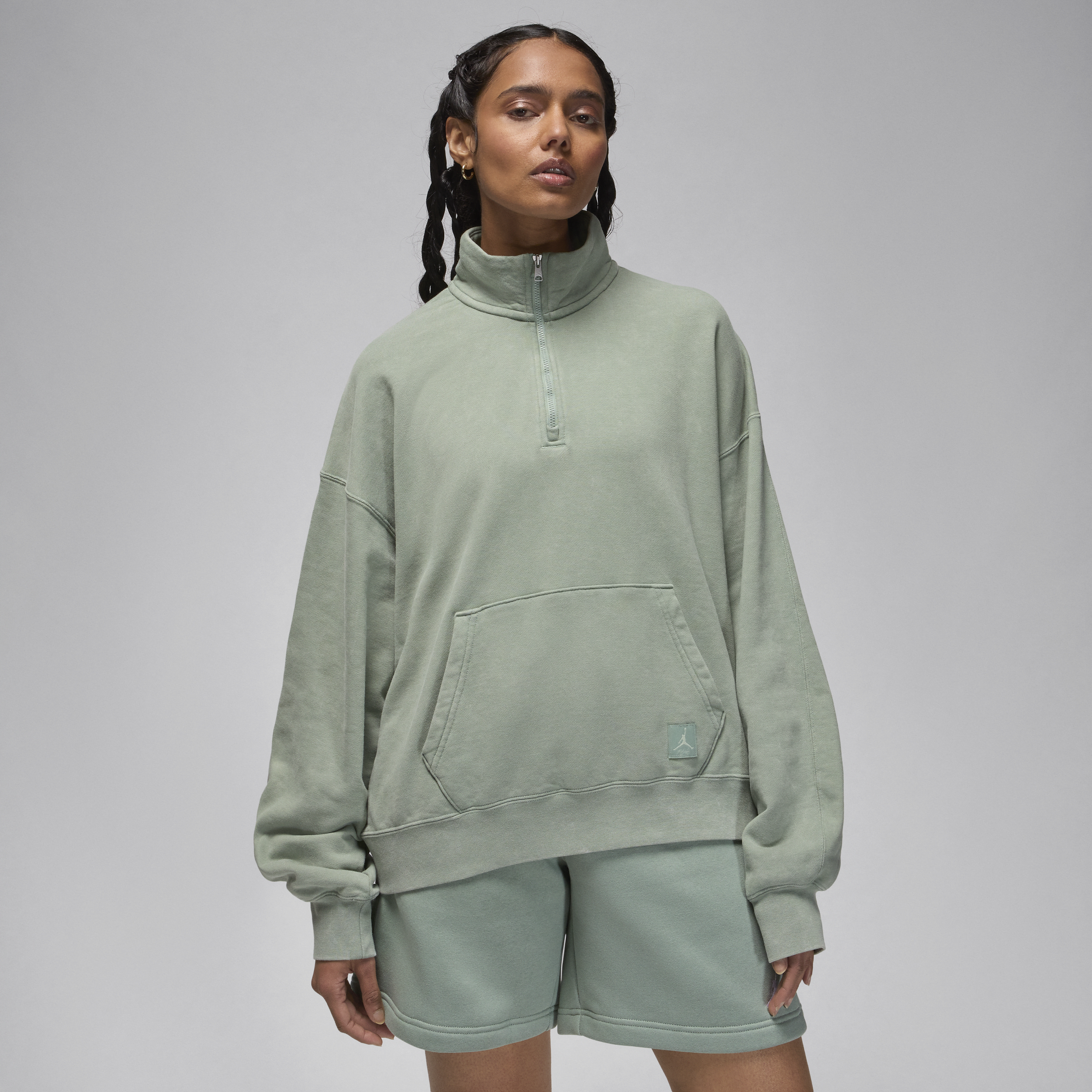 Shop Jordan Women's  Flight Fleece 1/4-zip Sweatshirt In Green