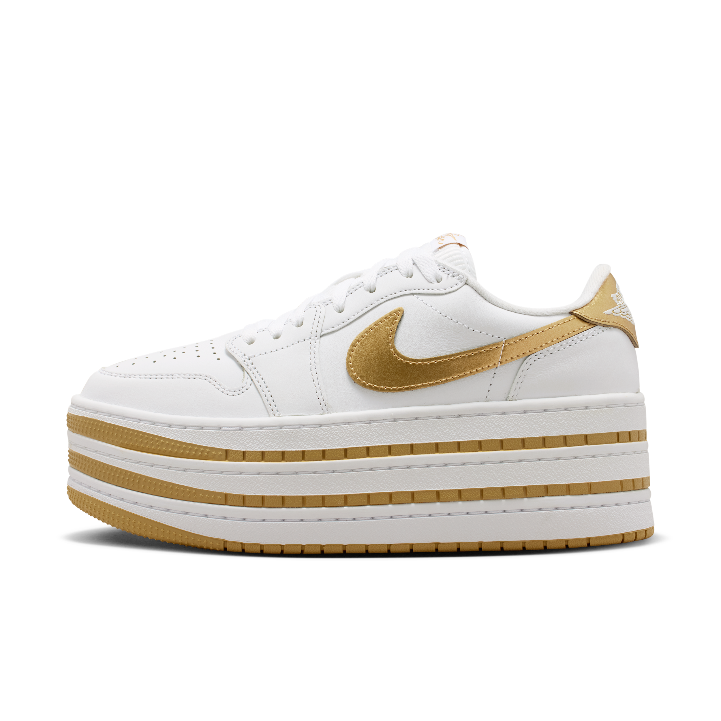 Air Jordan 1 Triple Stack Women's Shoes, M7/W8.5, White/White/Mtlc Gold