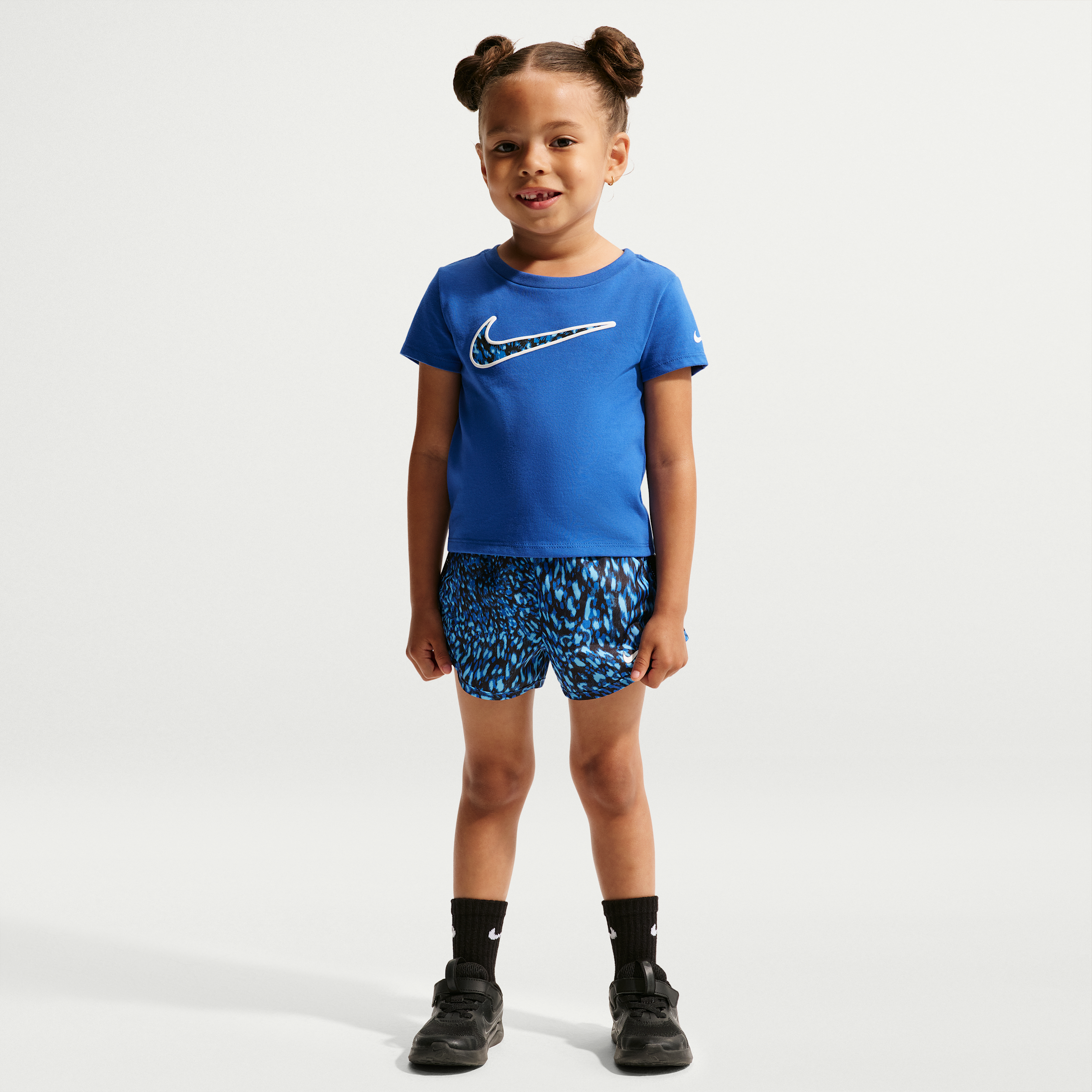 Nike Toddler Dri-FIT Printed 2-Piece Tempo Shorts Set in Blue | 26P166-U89