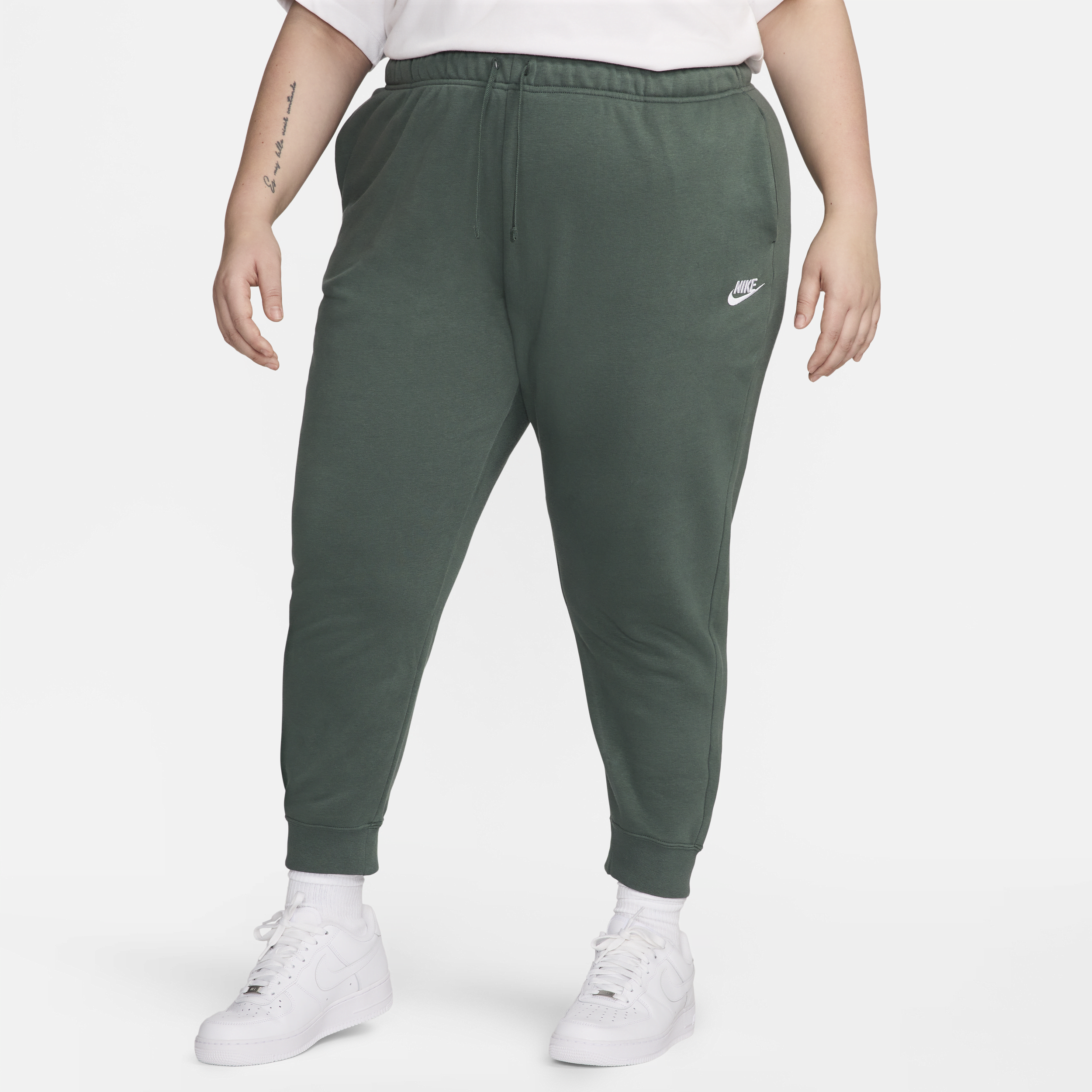 Shop Nike Women's  Sportswear Club Fleece Mid-rise Jogger Pants (plus Size) In Green