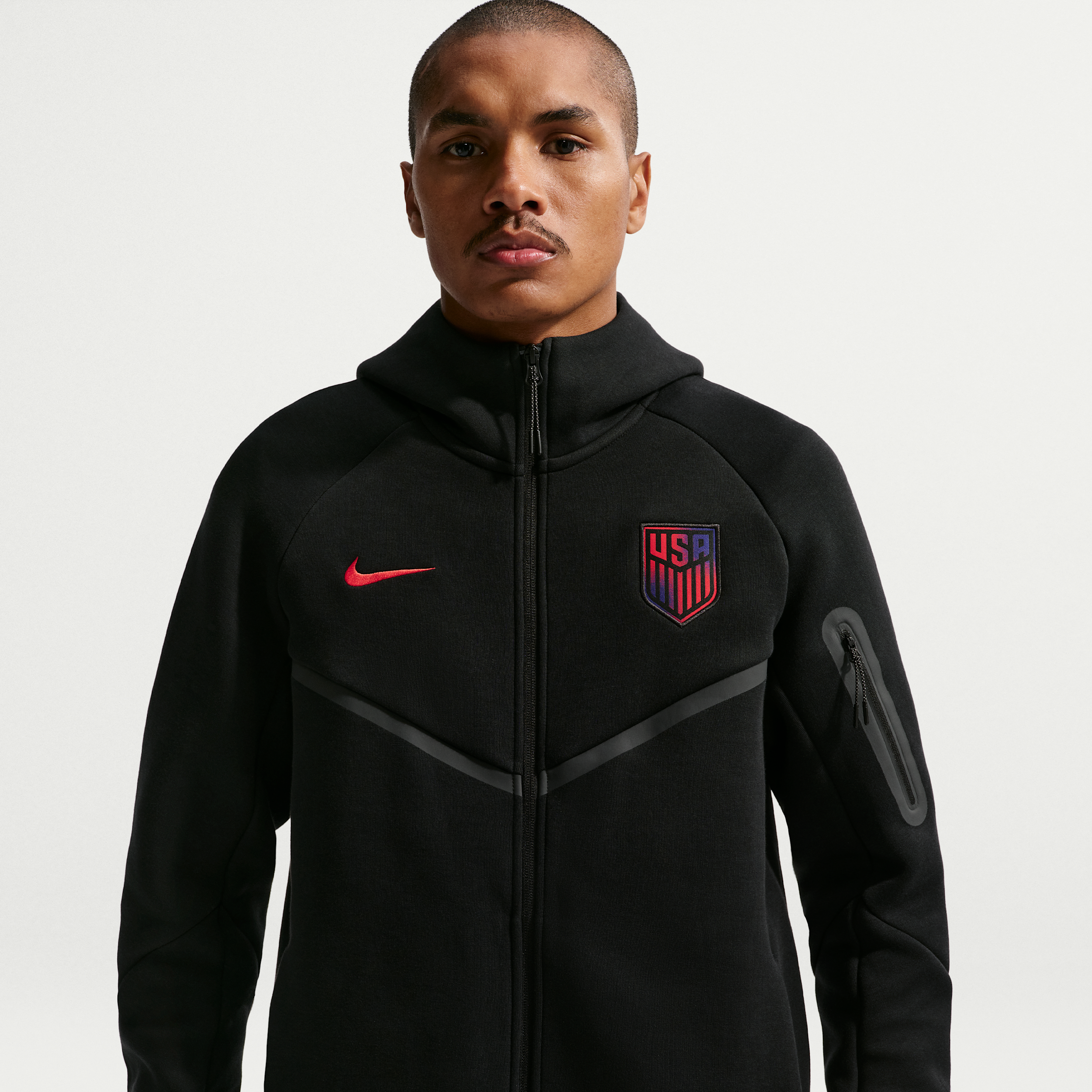 USMNT Tech Fleece Windrunner Nike Men's Soccer Full-Zip Hoodie in Black | IB5953-010