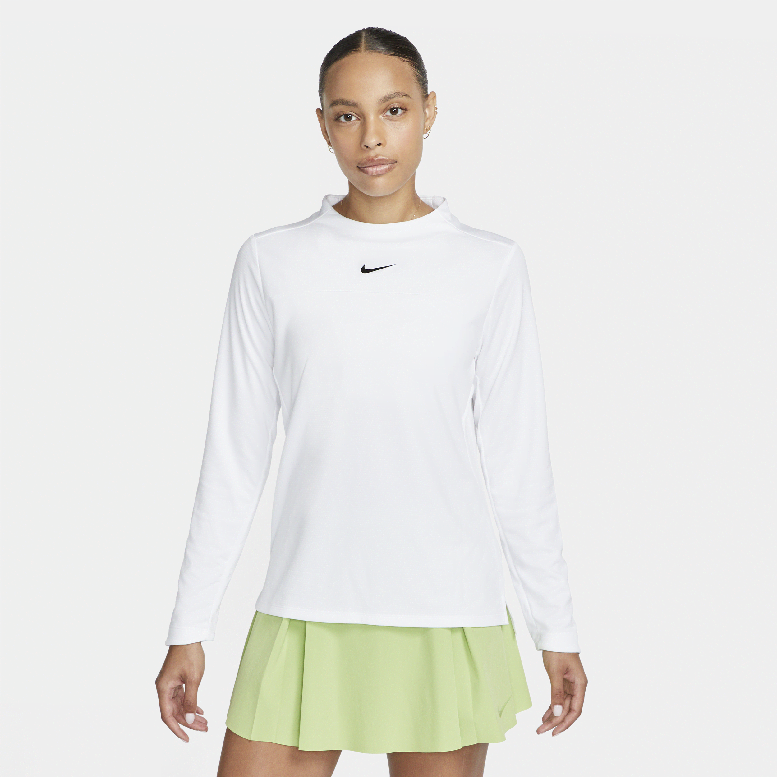 Shop Nike Women's Dri-fit Uv Advantage Mock-neck Golf Top In White