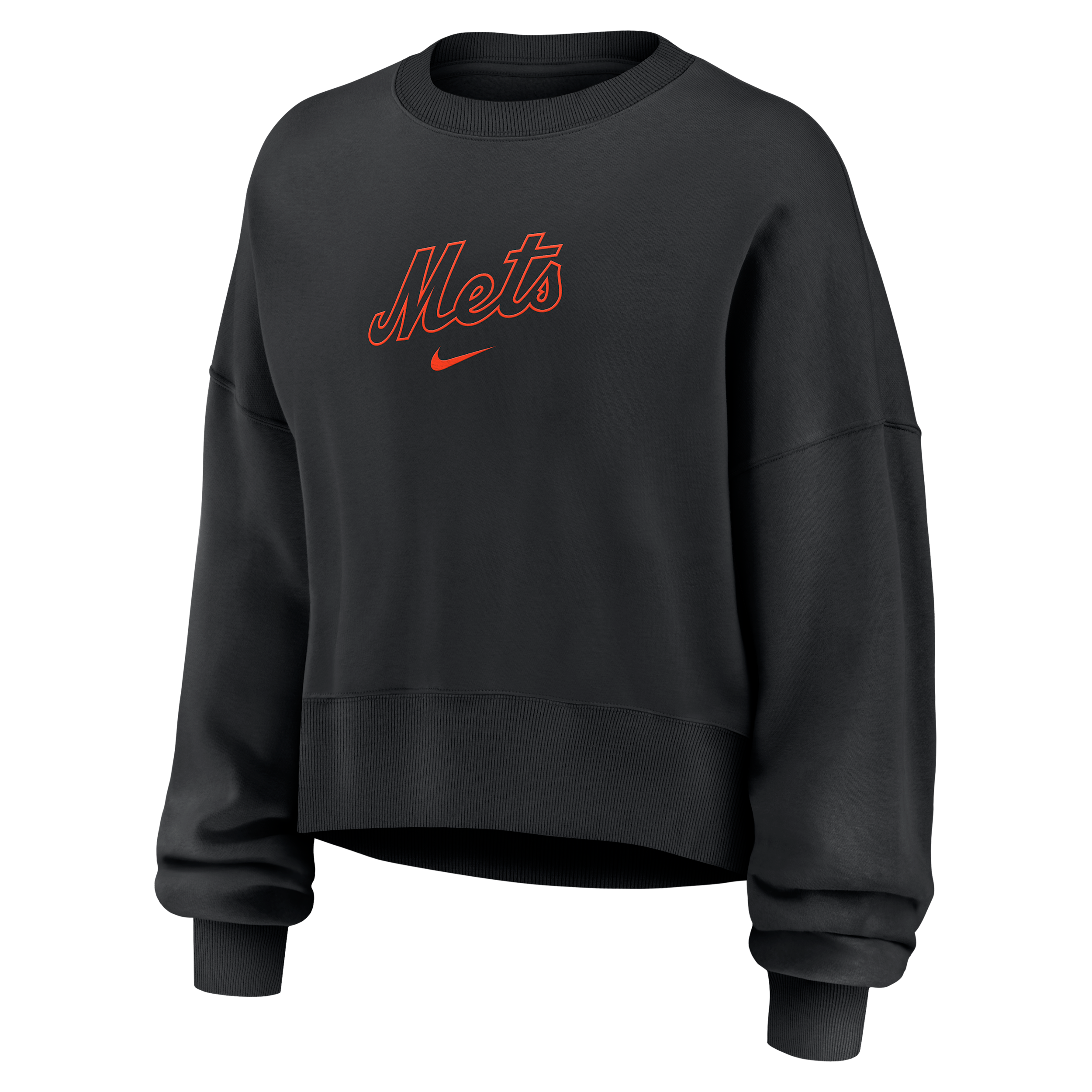 New York Mets Nike Women's MLB Pullover Crew in Black | 01D7912ZNME-9HV
