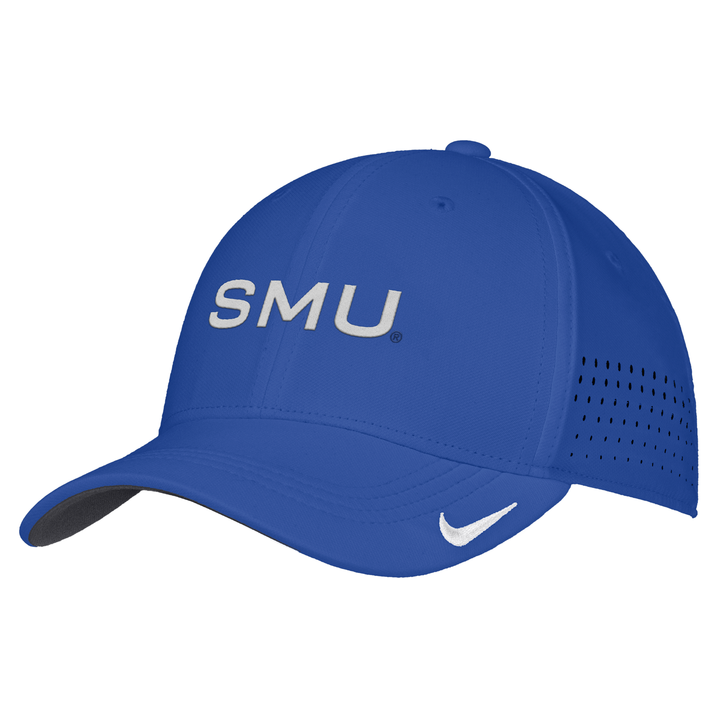 Nike Smu Mustangs 2026 On-Field AeroBill SwooshFlex Stretch Fit Curved Bill Baseball Cap - Royal