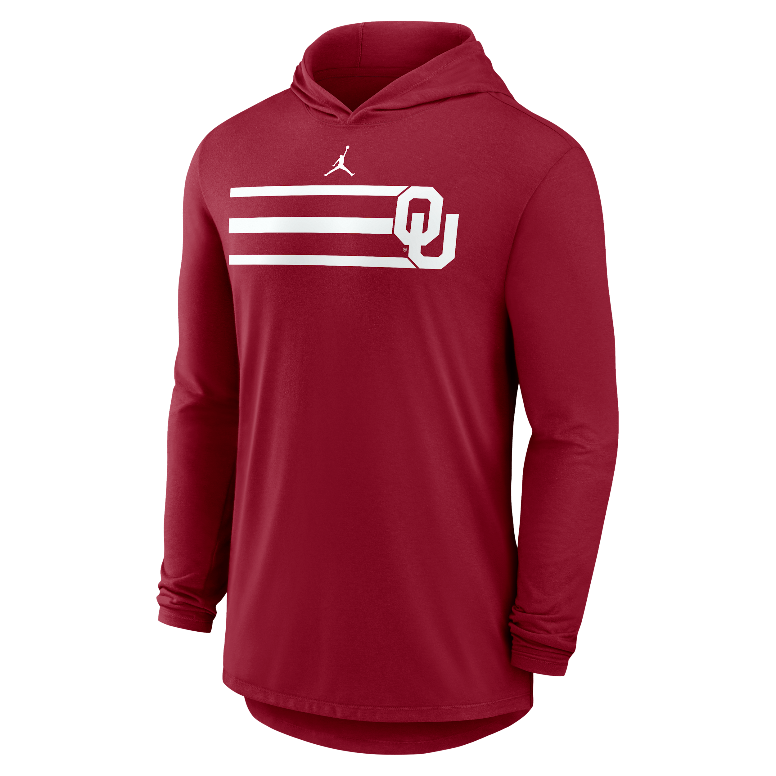Men's Oklahoma Primetime Pattern Jordan Brand Dri-FIT College Long-Sleeve Hooded T-Shirt in Red | 0JNB69WOKN-CZH