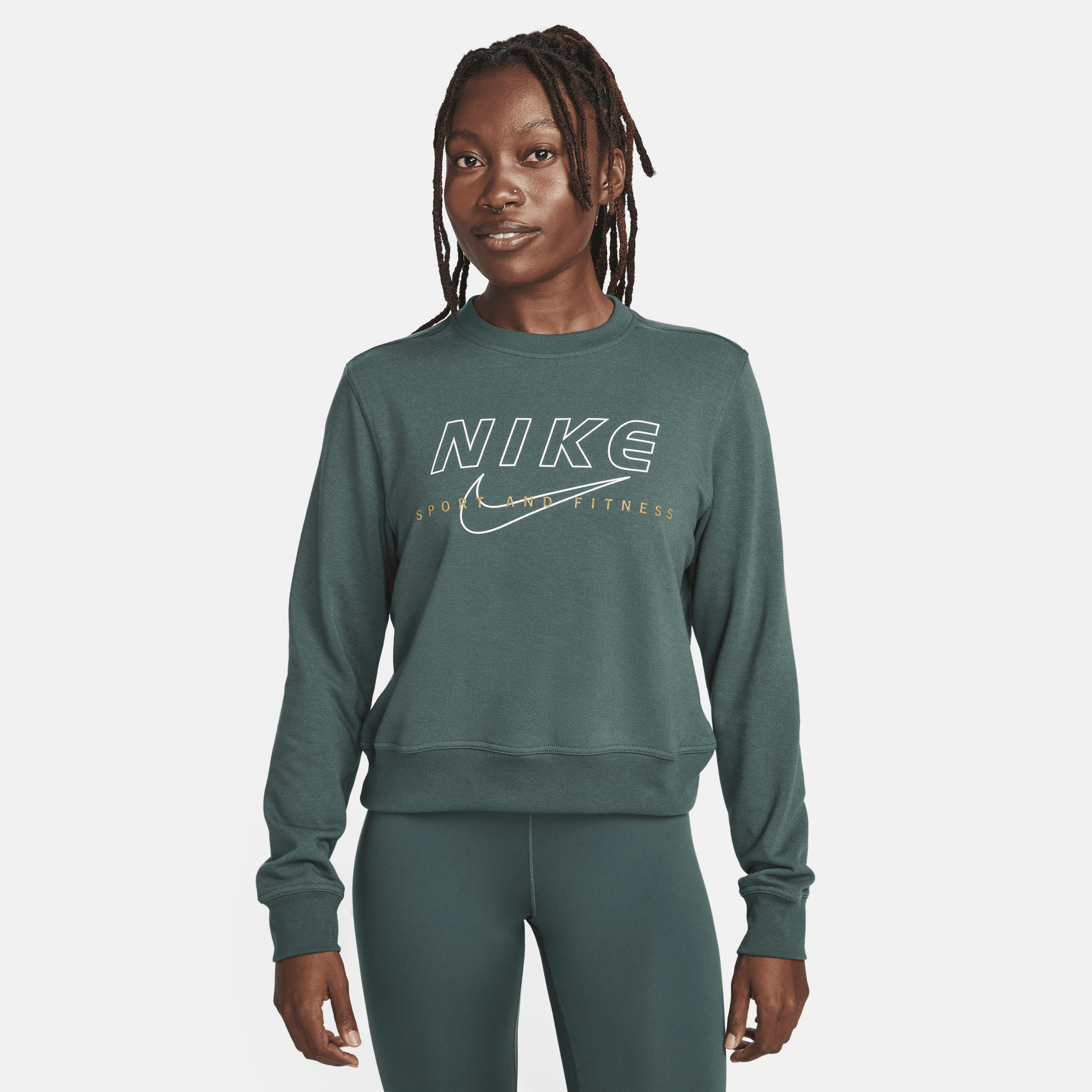 Nike Women's Dri-fit One Crew-neck Graphic Sweatshirt In Green | ModeSens
