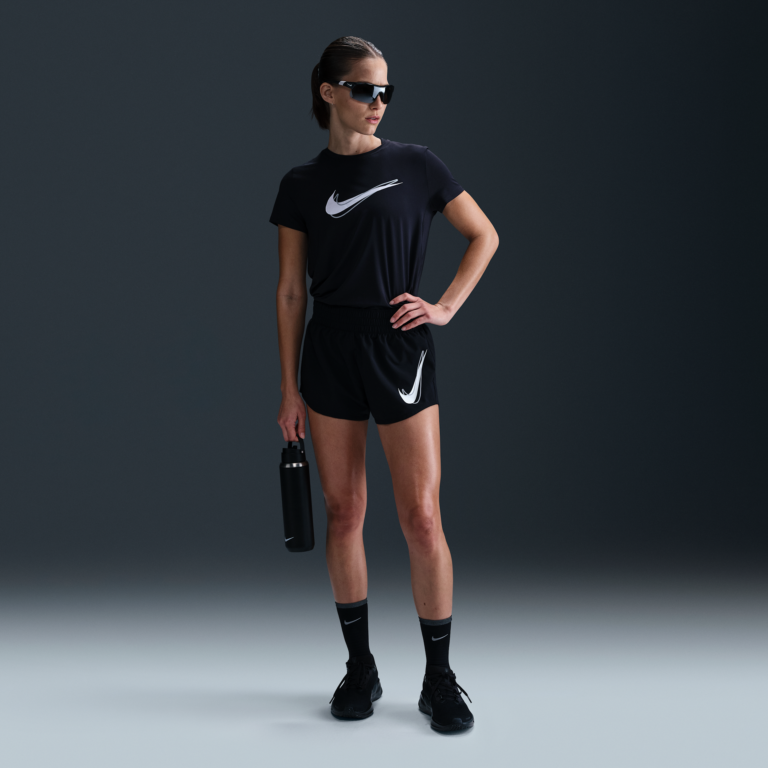 Nike Women's One Dri-fit Mid-rise Brief-lined Running Shorts In Black