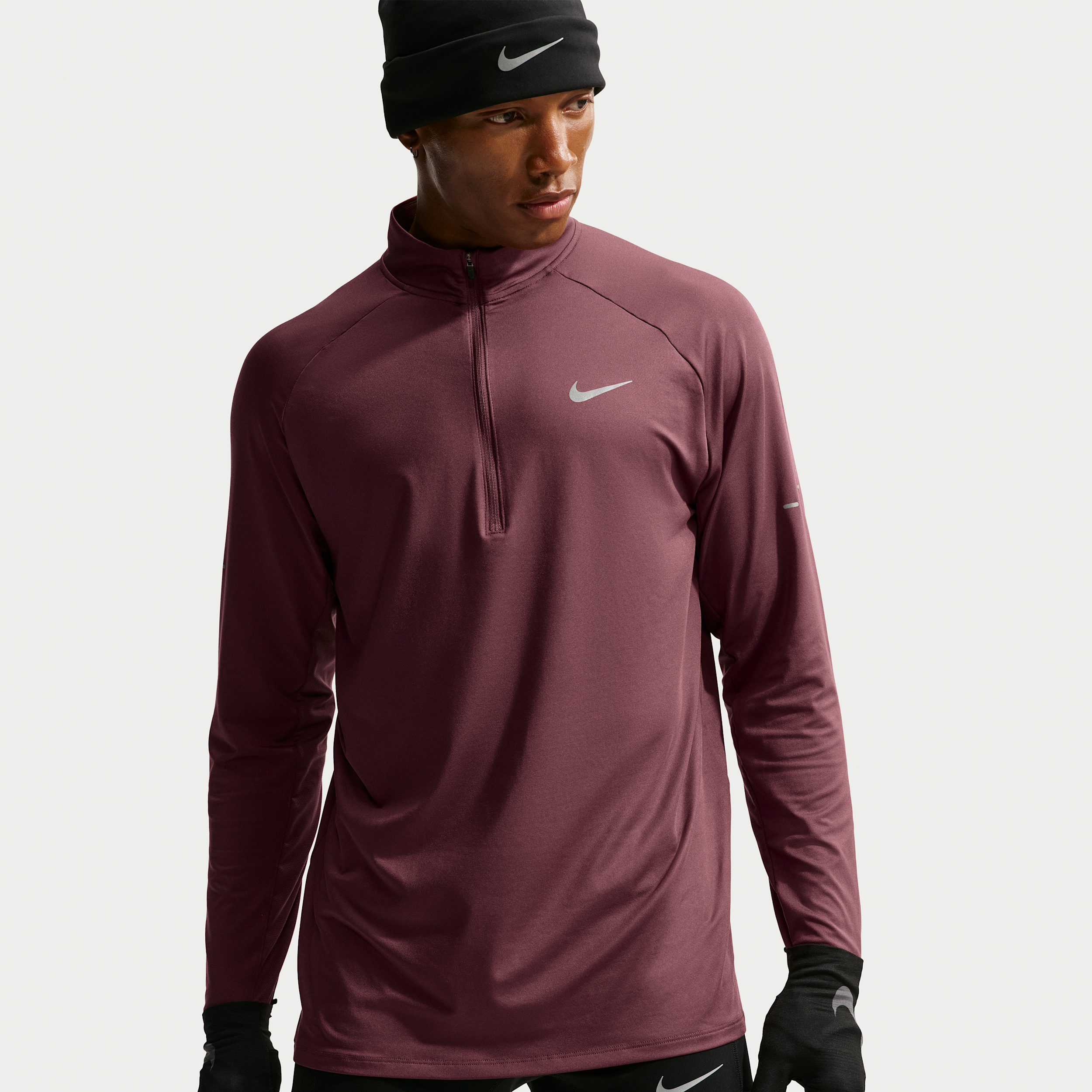 Nike Men's Stride Dri-FIT 1/2-Zip Running Mid Layer in Brown | HV2180-255
