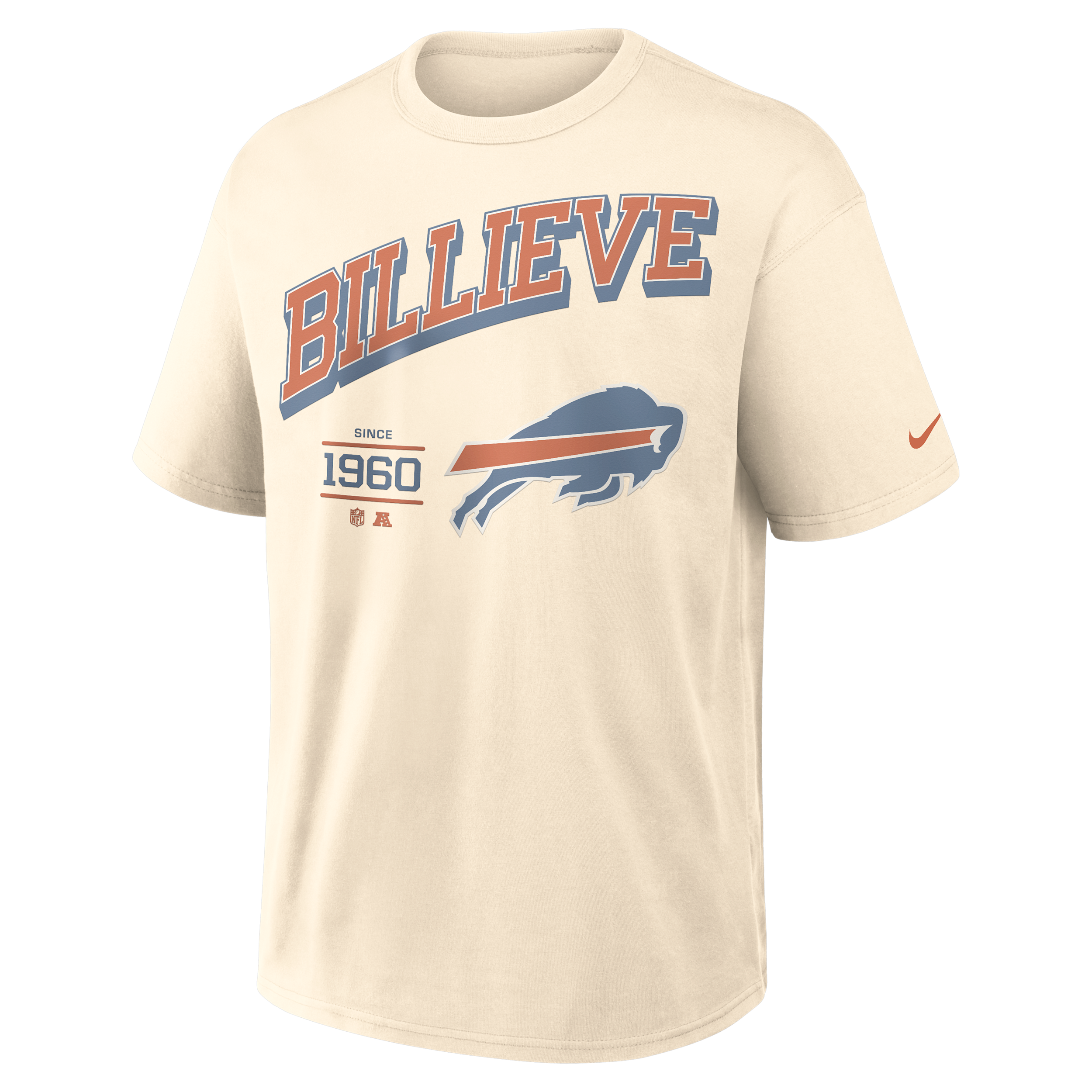 Nike Men's Buffalo Bills Max90 Loose-Fit Vintage Heavyweight-Cotton T-Shirt - Natural