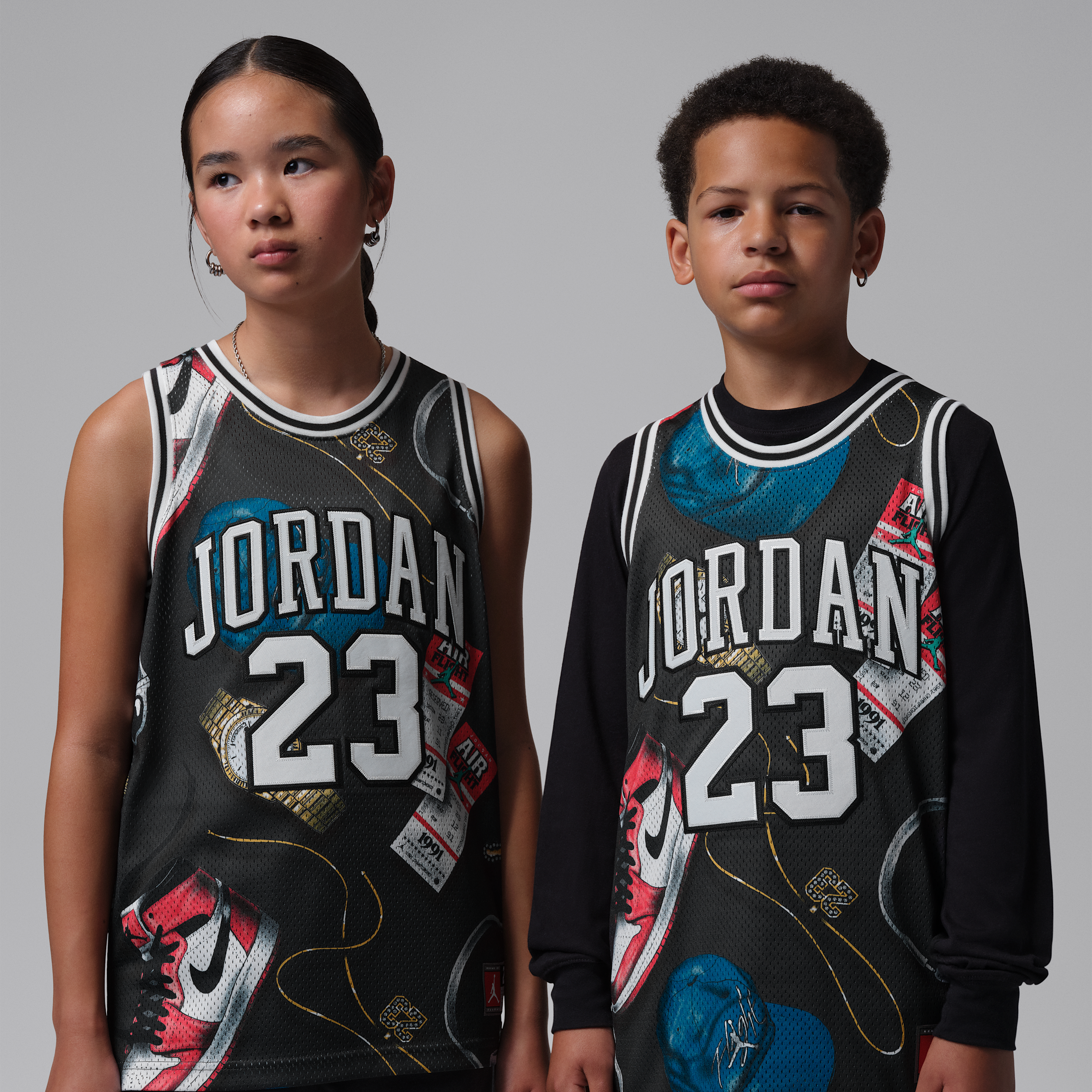 Jordan Big Kids' Printed 23 Jersey in Black | 95C655-GJ1
