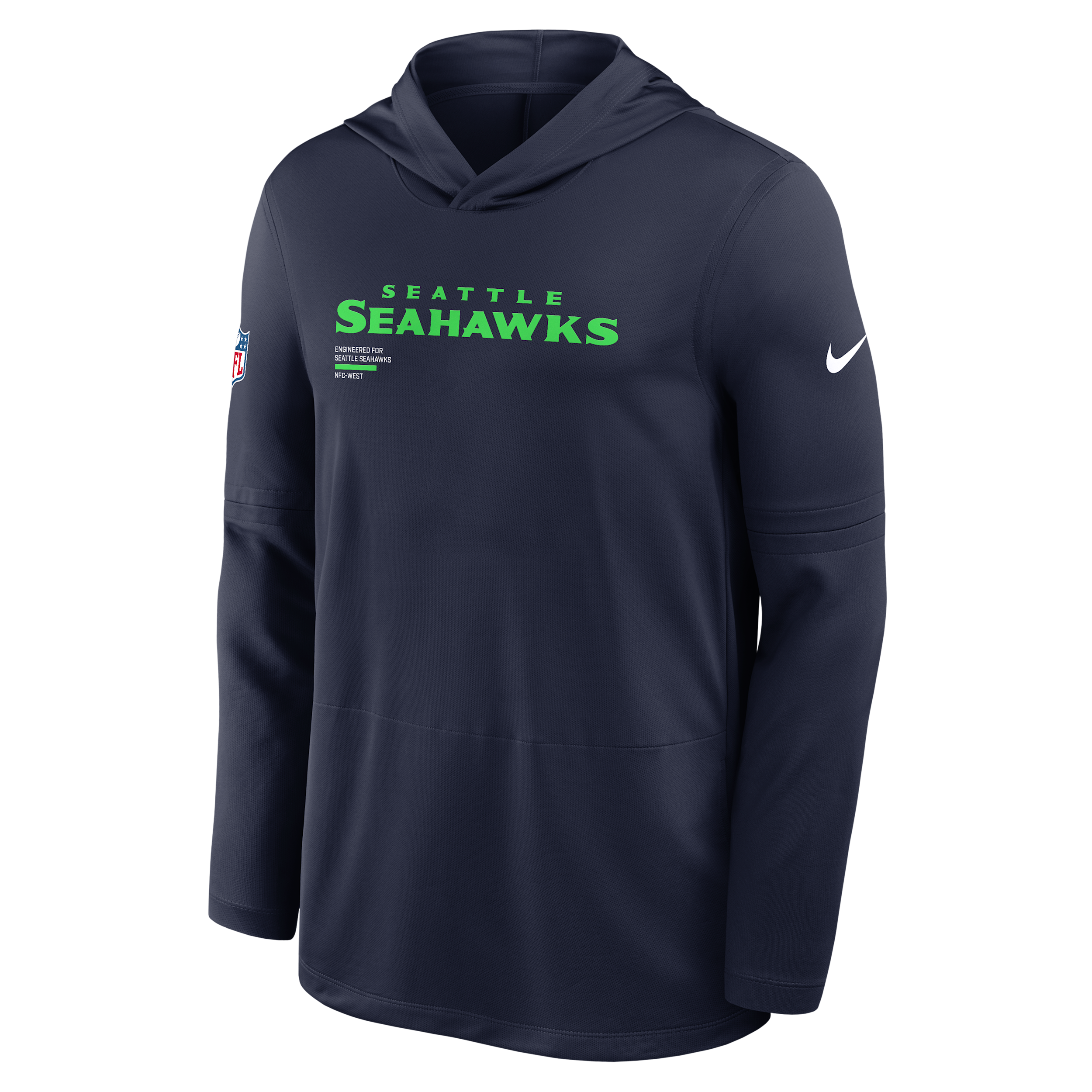Nike College Navy Seattle Seahawks Sideline Pure Fury Performance Long Sleeve Hoodie T-shirt In Blue