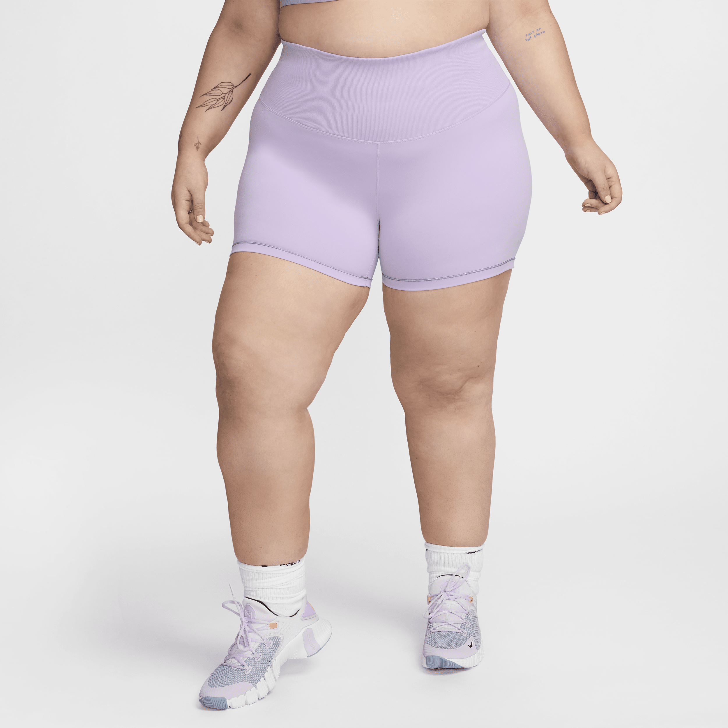 Nike Women's One Rib High-waisted 5" Biker Shorts (plus Size) In Purple