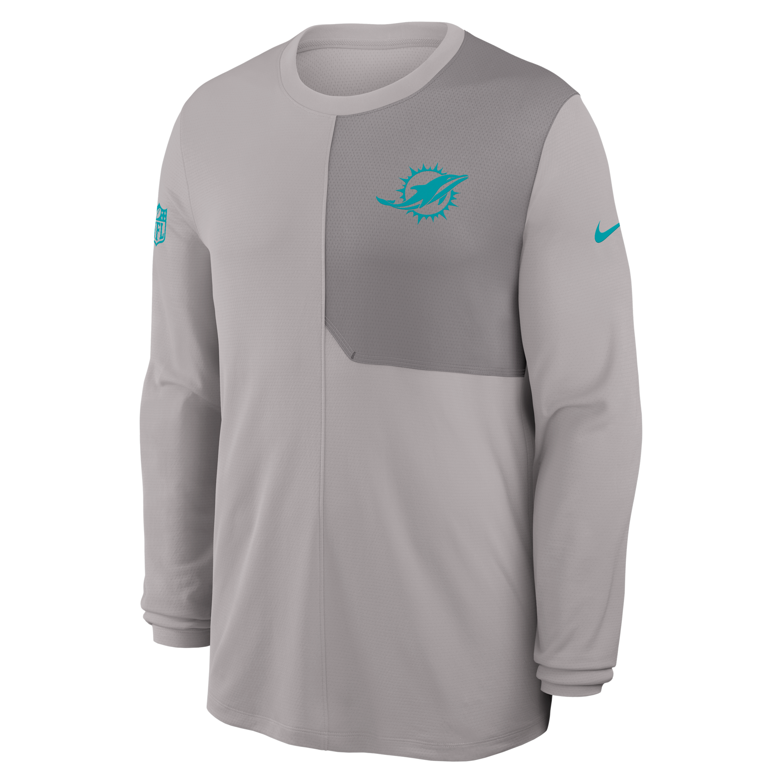 Miami Dolphins Sideline Coach Nike Men's Dri-FIT NFL Long-Sleeve Top in Grey | 03B10DPT9P-81D