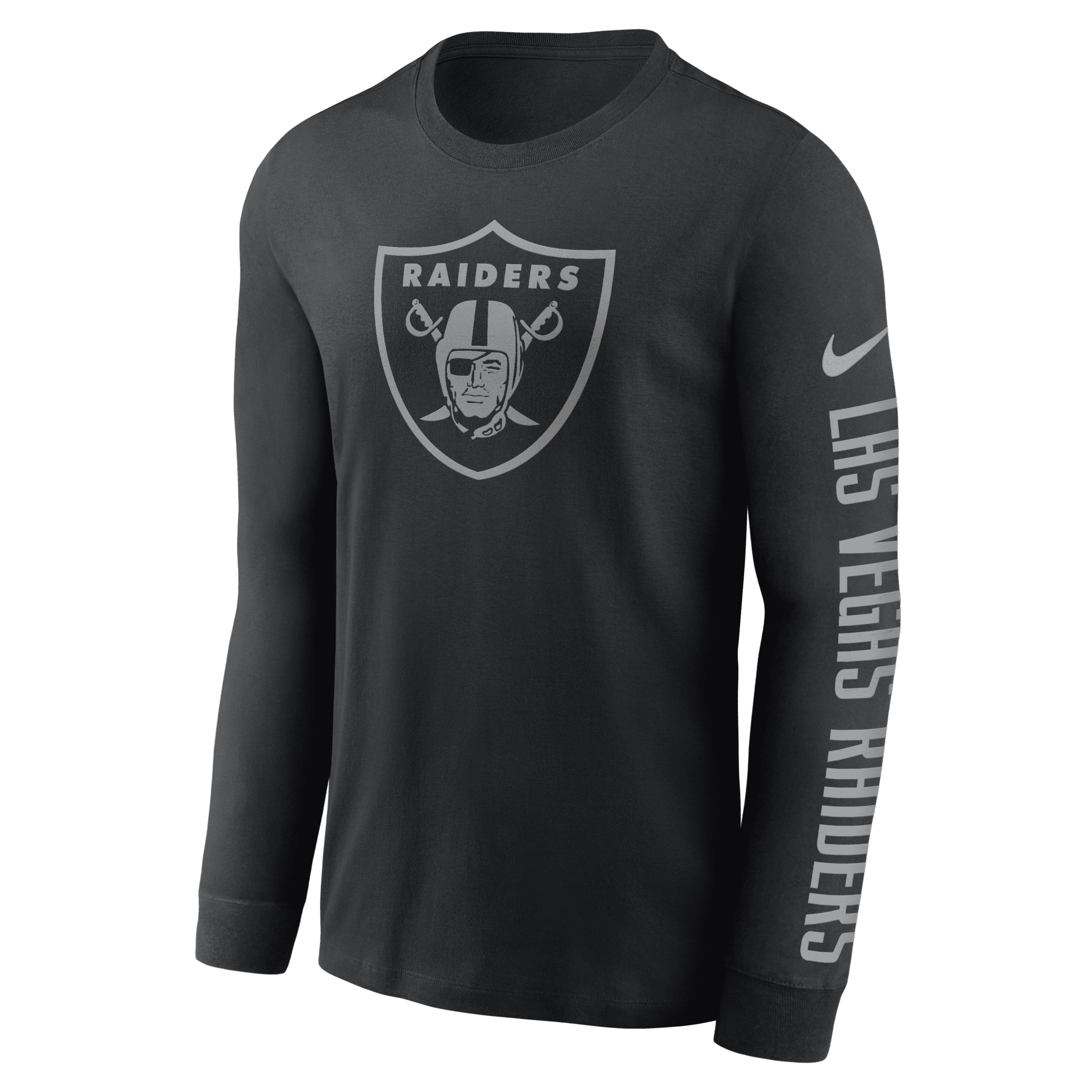Nike Men's Rflctv Logo (nfl Las Vegas Raiders) Menâs Long-sleeve T-shirt In Black