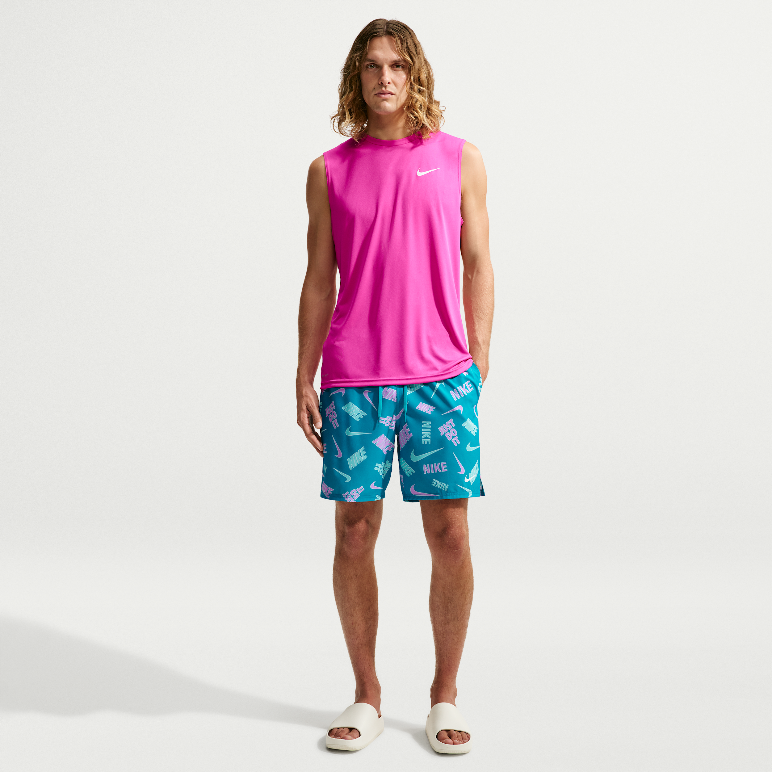 Nike Men's Swim Breaker 7" Brief-Lined Volley Short in Purple | NESSG550-561