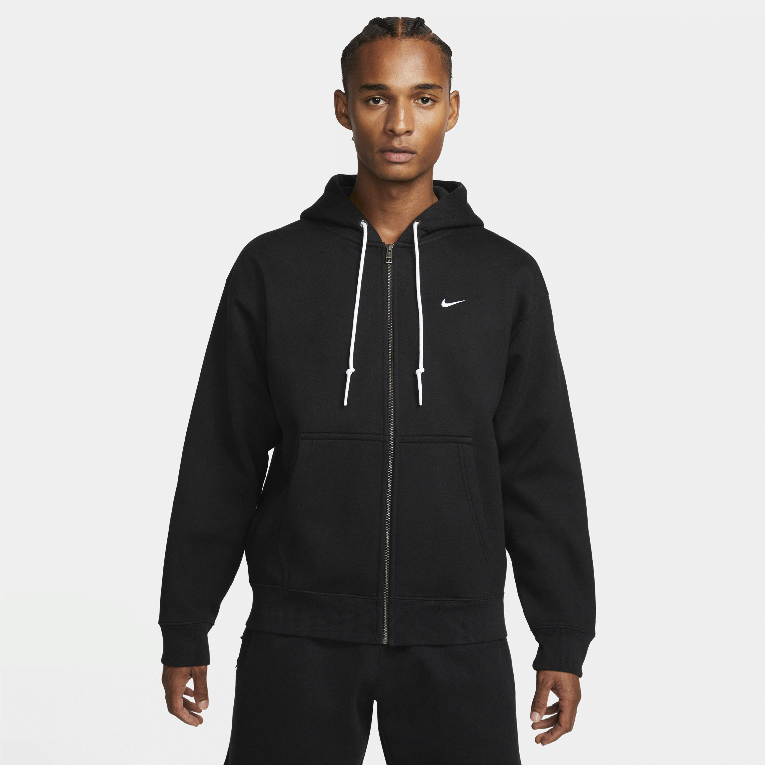 Shop Nike Men's Solo Swoosh Full-zip Hoodie In Black