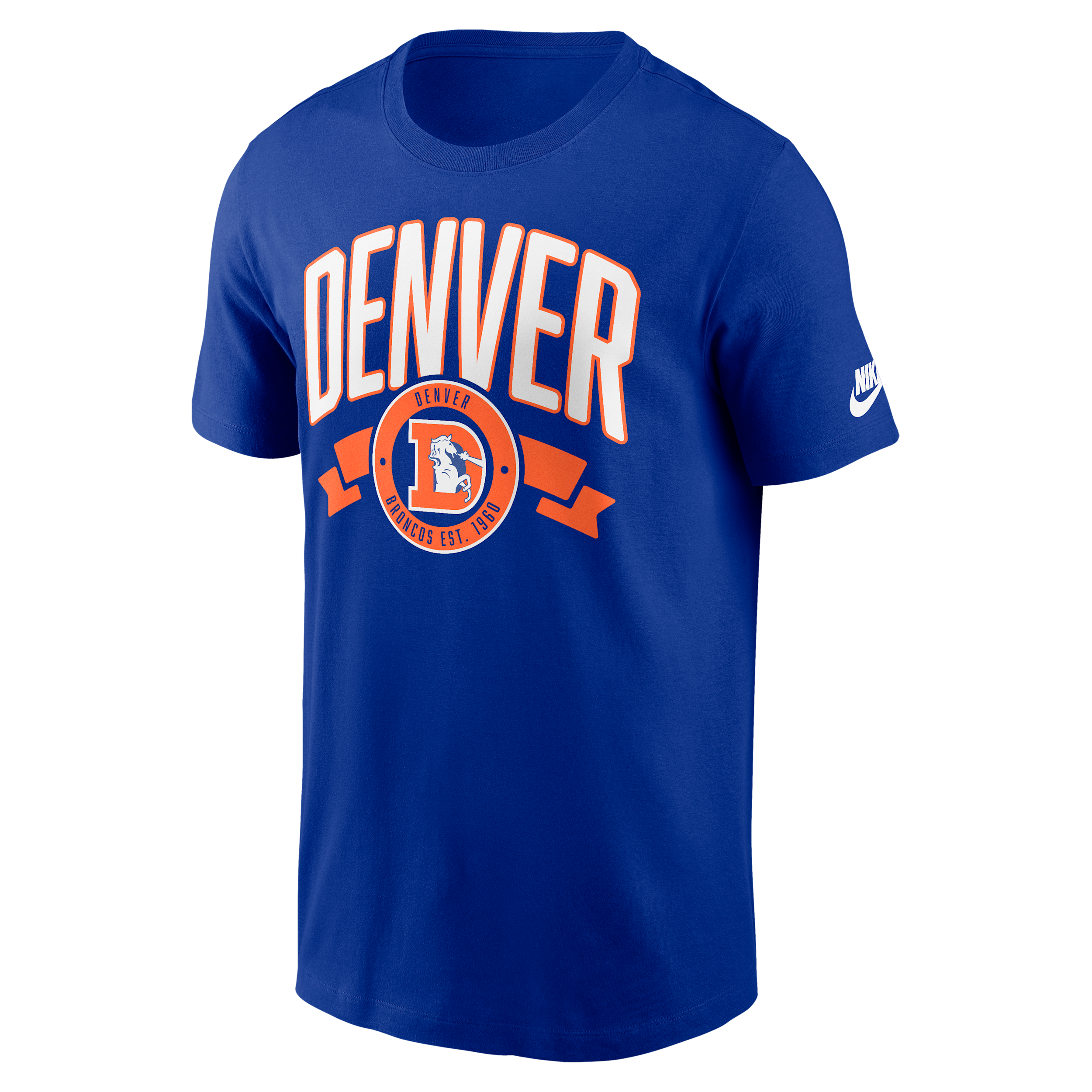 Nike Royal Denver Broncos Rewind Front And Back Hit Essential T-shirt In Blue