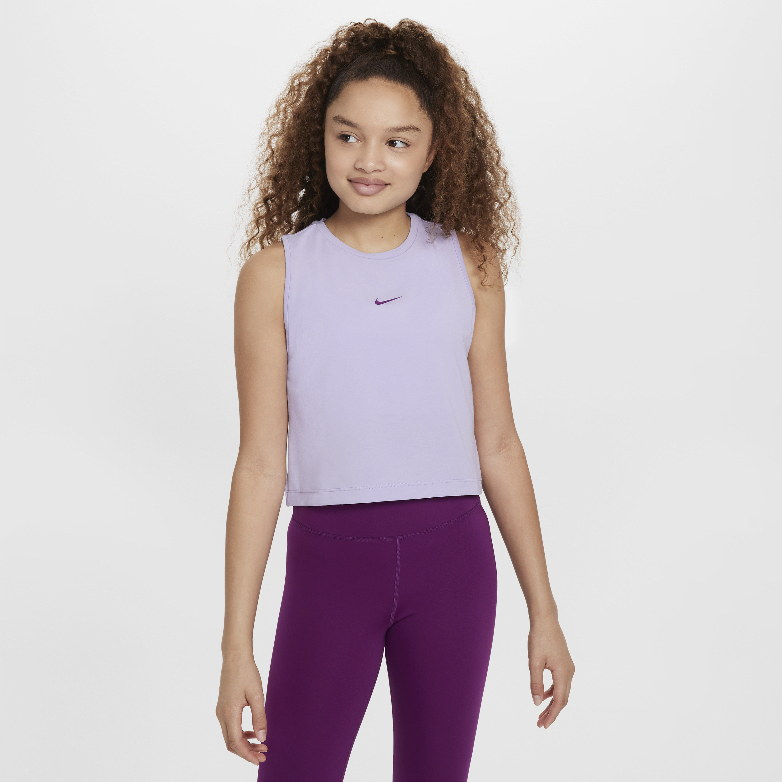 Shop Nike Women's  Pro Girls' Dri-fit Training Tank Top In Purple